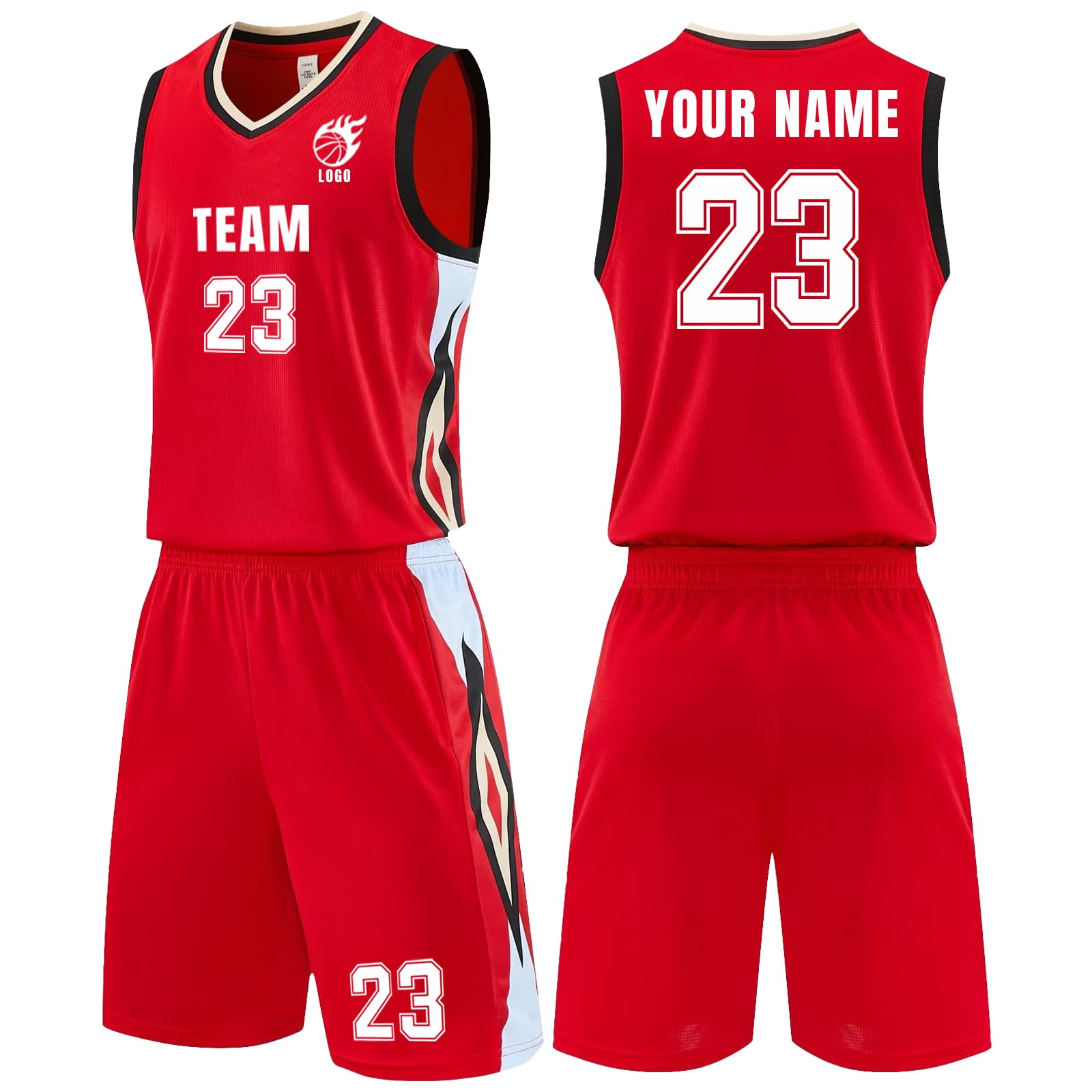Generisch Basketball Trikot Herren Jungen,Personalisiert Namen Nummer&Team Logo Team Jersey, Basketball Jersey Shirt&Short
