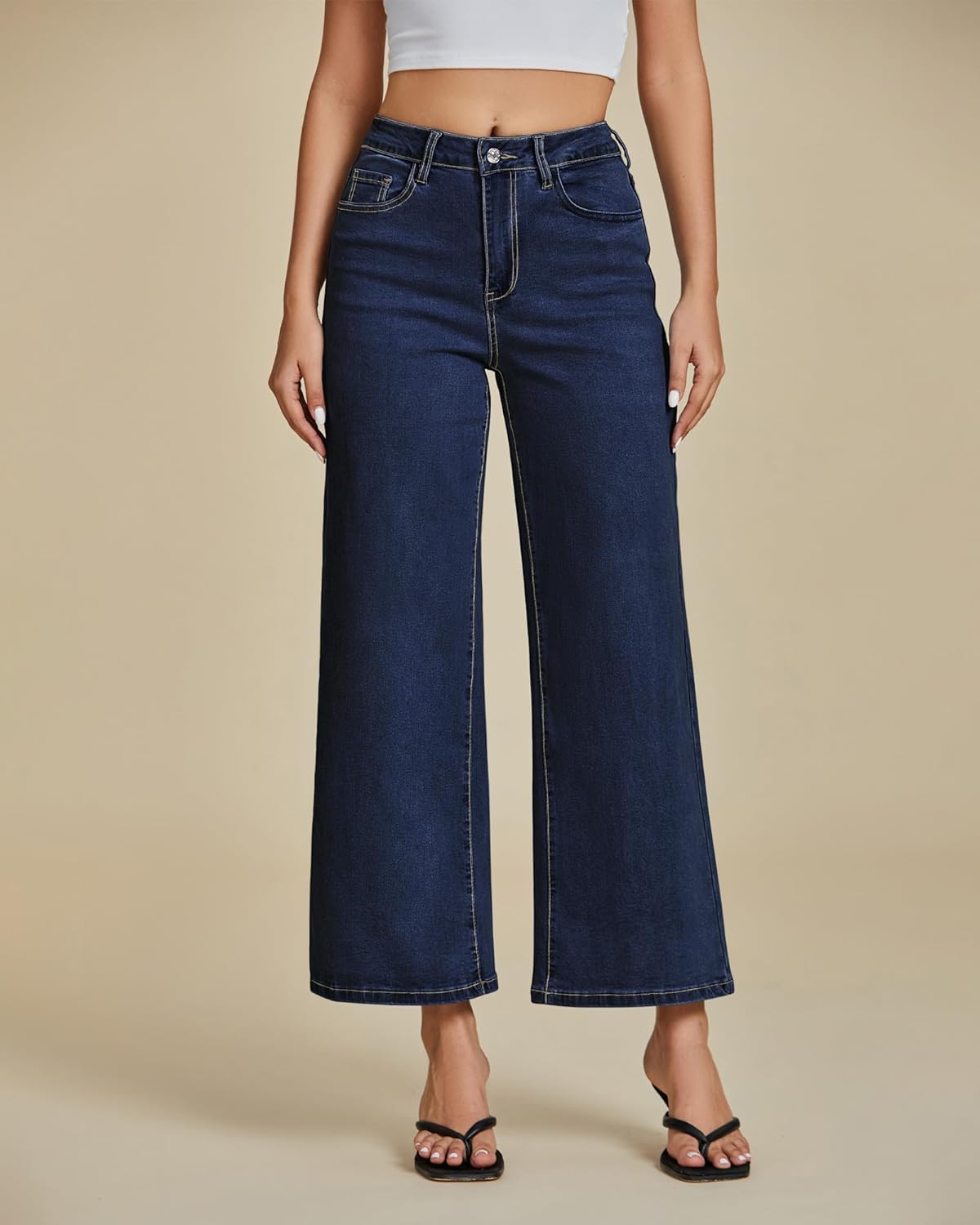 luvamia Wide Leg Jeans for Women High Waisted Relaxed Fit Trendy Stretchy Denim Pants Ankle Trouser Jeans with Pockets - Image 3