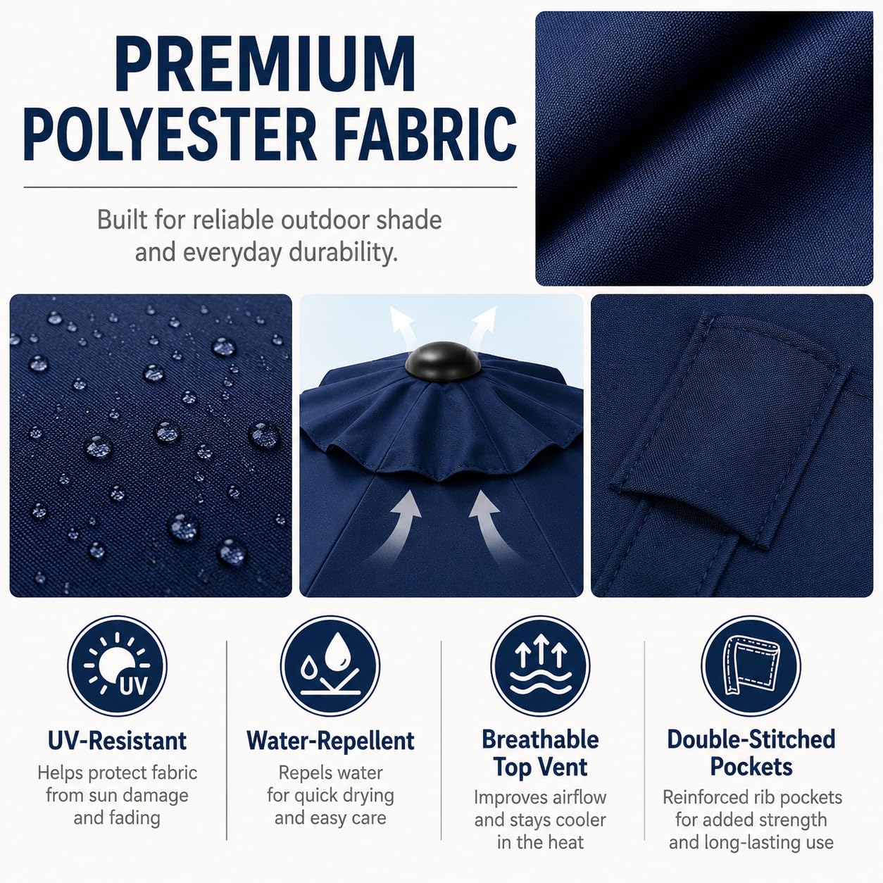 Générique Toile de remplacement parasol déporté 3,3 m, 8 baleines