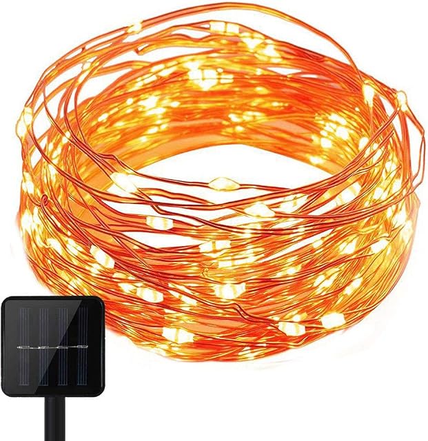 KEEDA Solar Copper Wire Lights,100LED 8 Mode 39.37ft/12m Waterproof Solar Fairy Starry Lights, Garden Outdoor Light Ambiance Lighting for Outside Christmas Tree Decoration (Warm White)