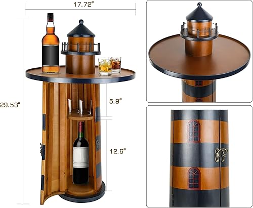 Miniatura 3 de SAILINGSTORY - Mesa auxiliar redonda náutica de madera, mesa auxiliar costera con almacenamiento