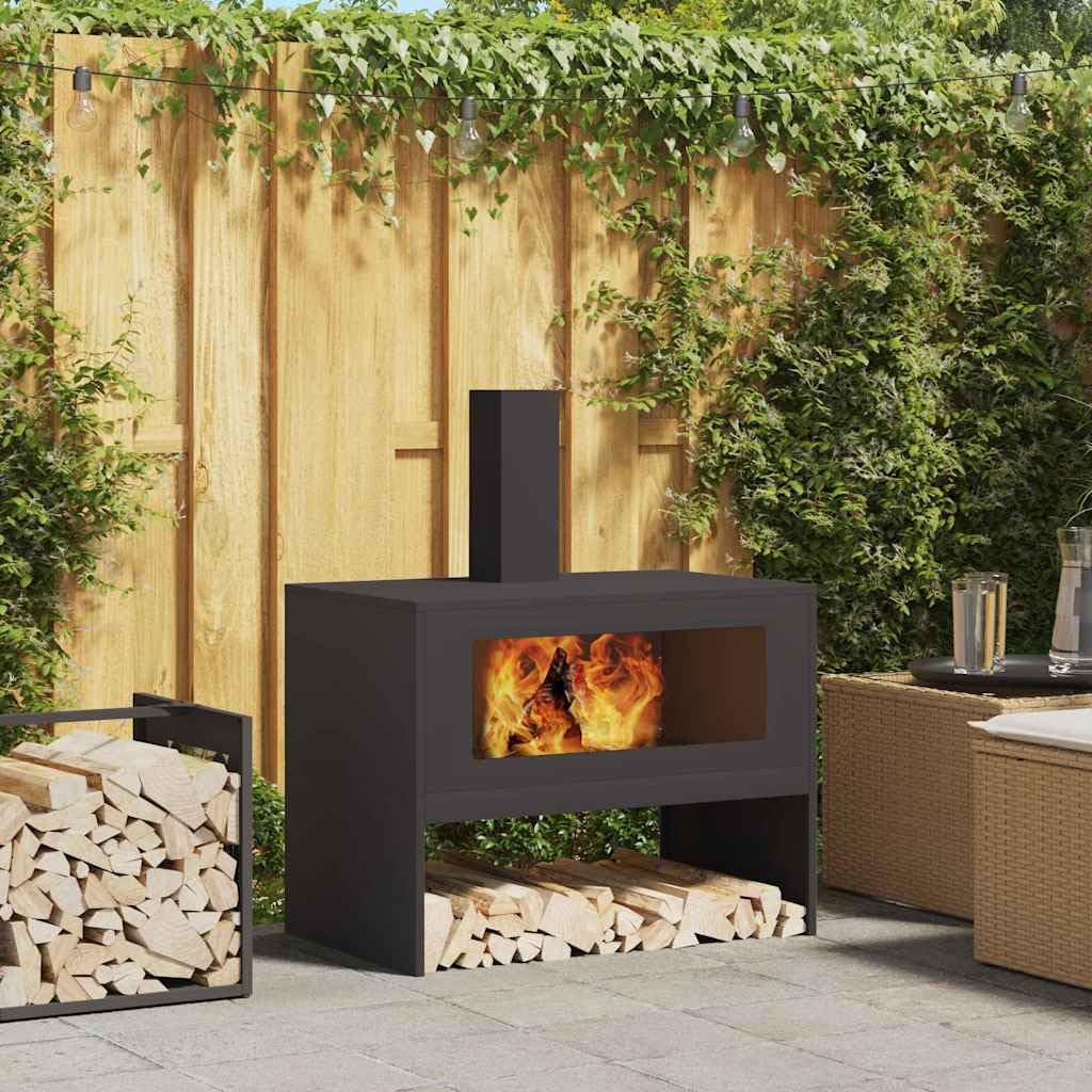 vidaXL Braise Noir 80 x 50 x 96 cm Acier laminé à Froid, Foyer extérieur, feu Moderne, Point de Jardin, Solution de Chauffage Robuste pour terrasse