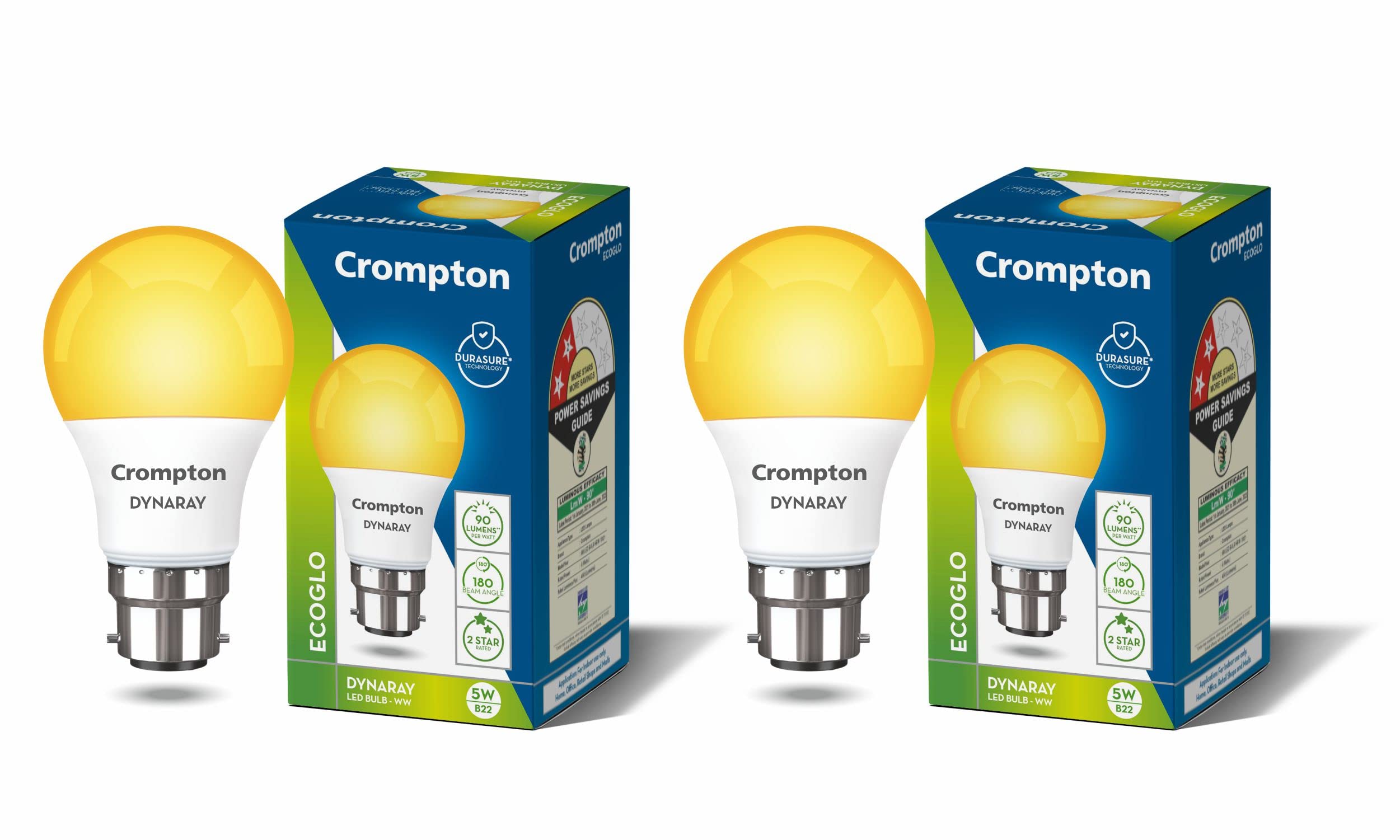 Crompton Dyna Ray 5W Round B22 LED Warm White Pack of 2-image-31