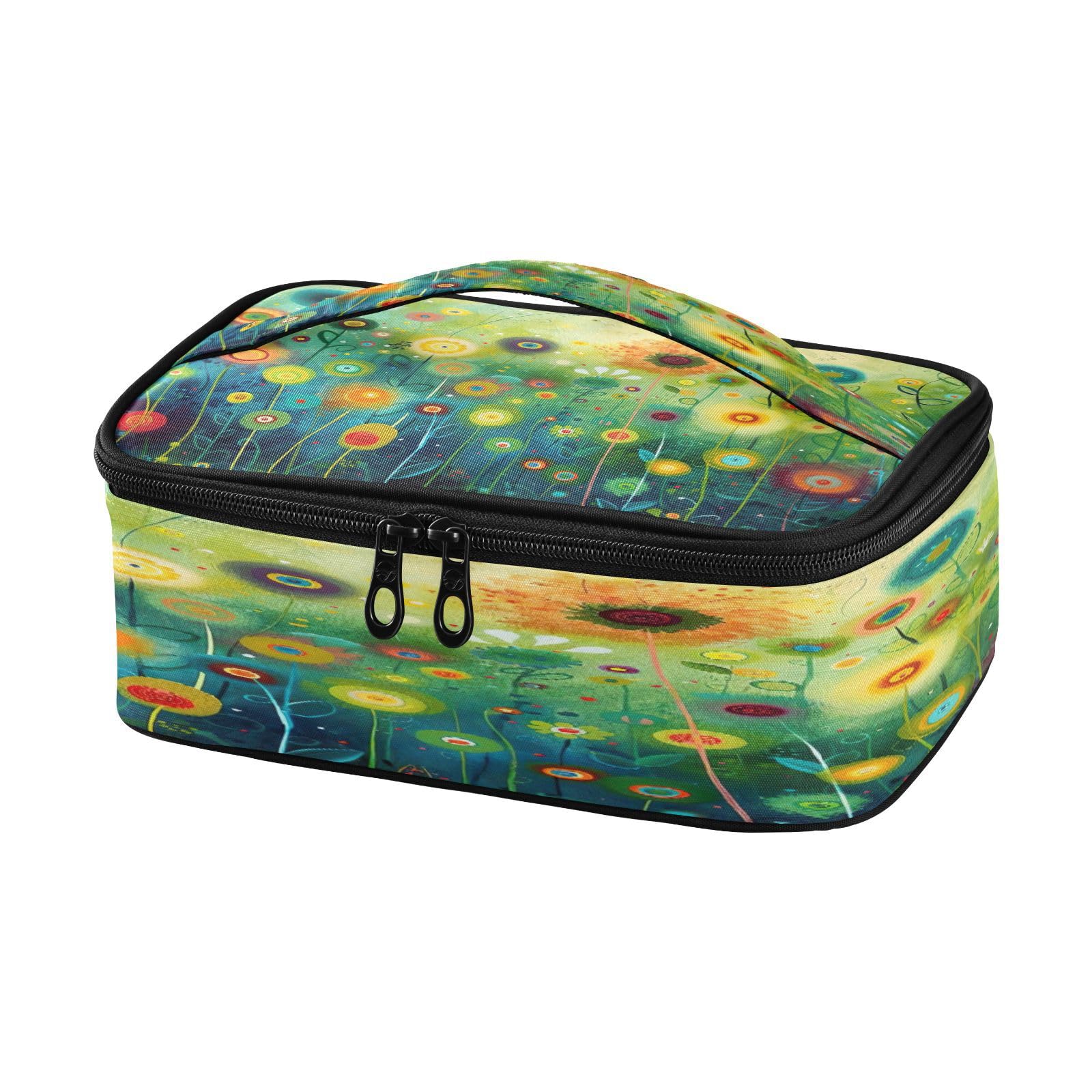 Colorful Dandelion Flowers Insulated Lunch Bag for Women Men - Reusable Small Lunch Box Portable Mini Cooler Bag