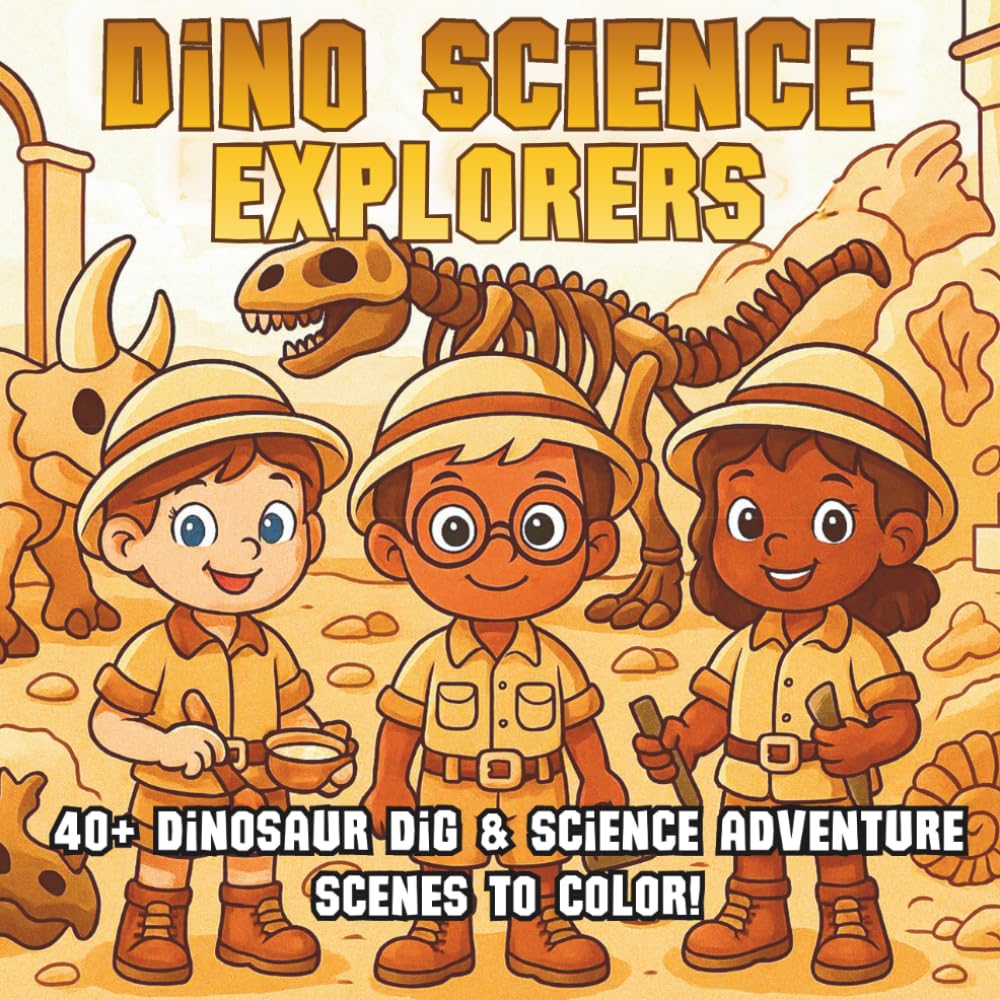 Dino Science Explorers: Fossil Digs, Prehistoric Discoveries & Adventure Science — A STEM Coloring Book for Kids Who Love Dinosaurs, Exploration, and Discovery (STEM Learning Coloring Books for Kids)