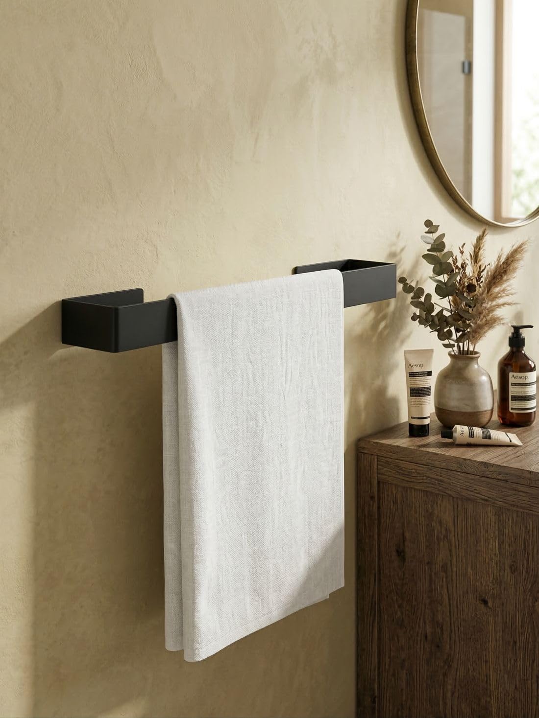 Orret Home 40 Cm Yapışkanlı Havlu Askısı Metal Havluluk Delmeden Montaj Banyo Havlu Askılığı Mutfak Havlu Tutucu Lavabo Yanı Havlu Askısı Siyah Duvar Havluluk (Siyah)