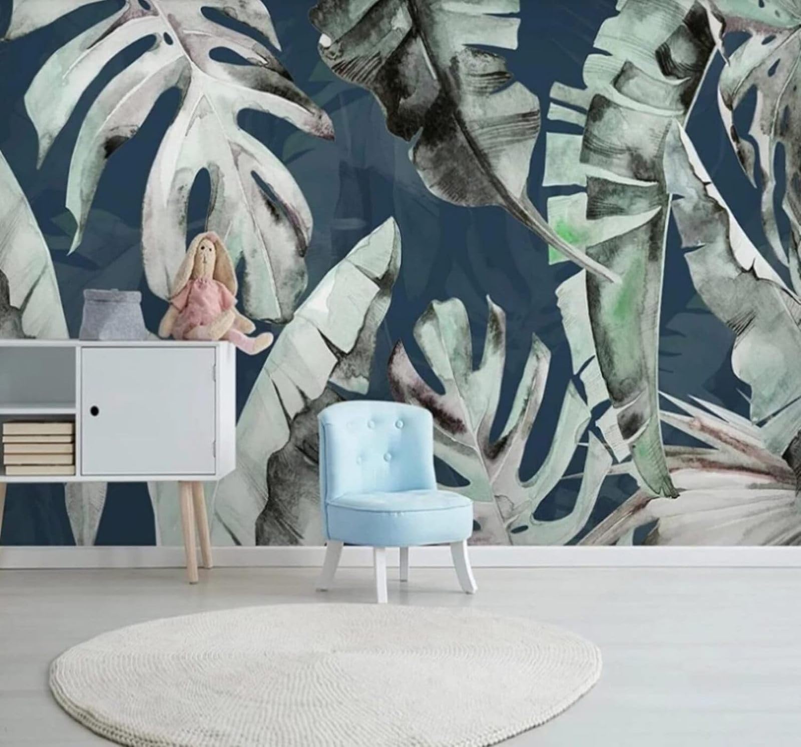 Retro Fresh Hand Drawn Plants Banana Leaves 3D Wallpaper Easy Install Feature Office Living Room Sofa Bedroom TV Background Wall Decoration-350cm×256cm