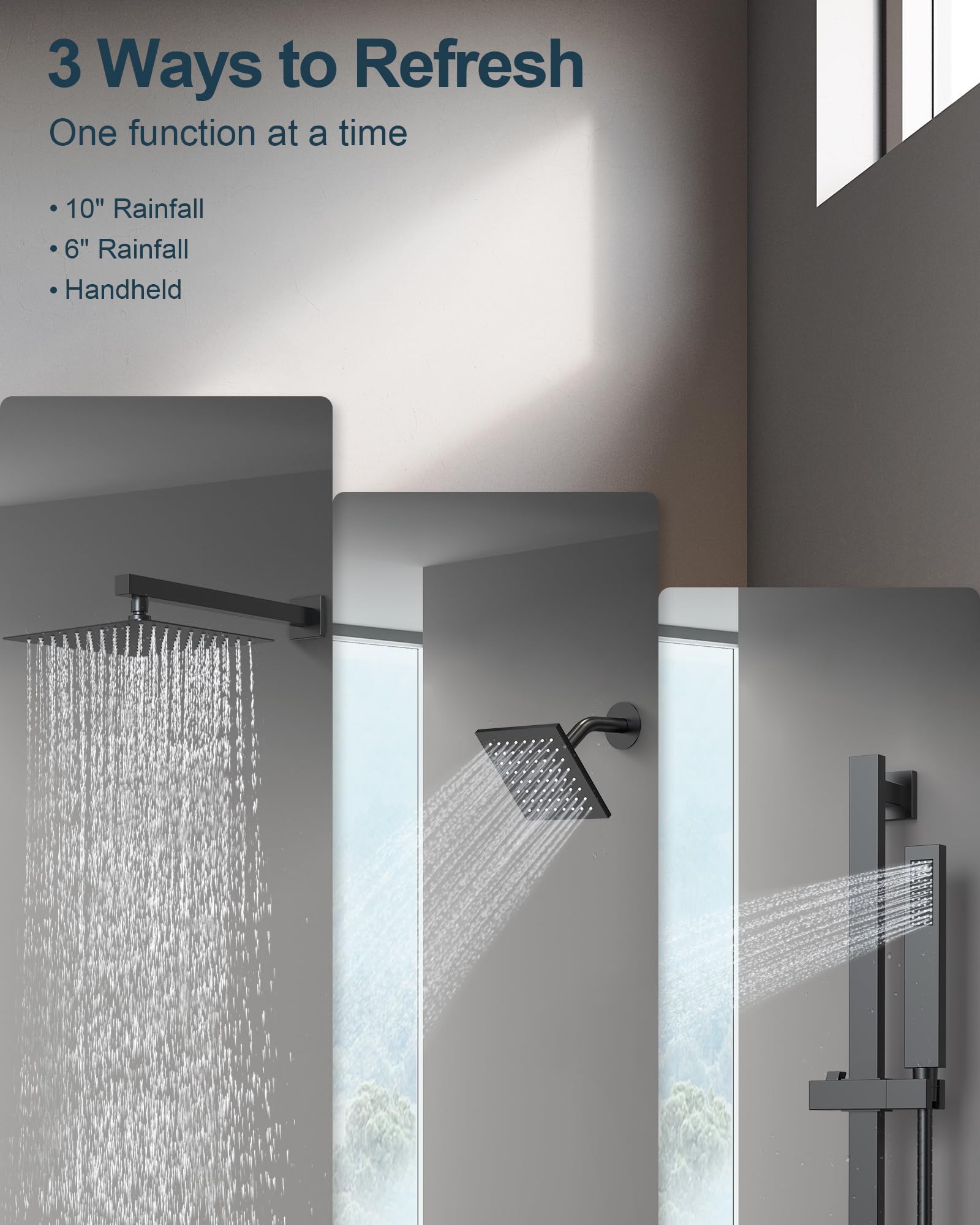 GRANDJOY 1059 Shower Faucet Set (Matte Black)