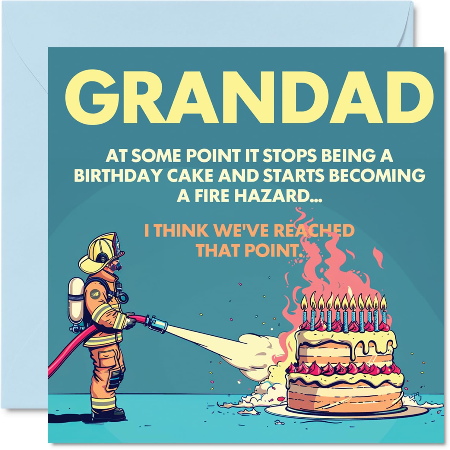 Rude Grandad Birthday Card - Fire Hazard - Funny Happy Birthday Card for Grandad from Grandson Granddaughter, 145mm Joke Humour Bday Greeting Cards