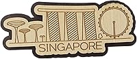 Vista 5 de Printtoo Merlion Singapore - Imán de madera grabado para nevera