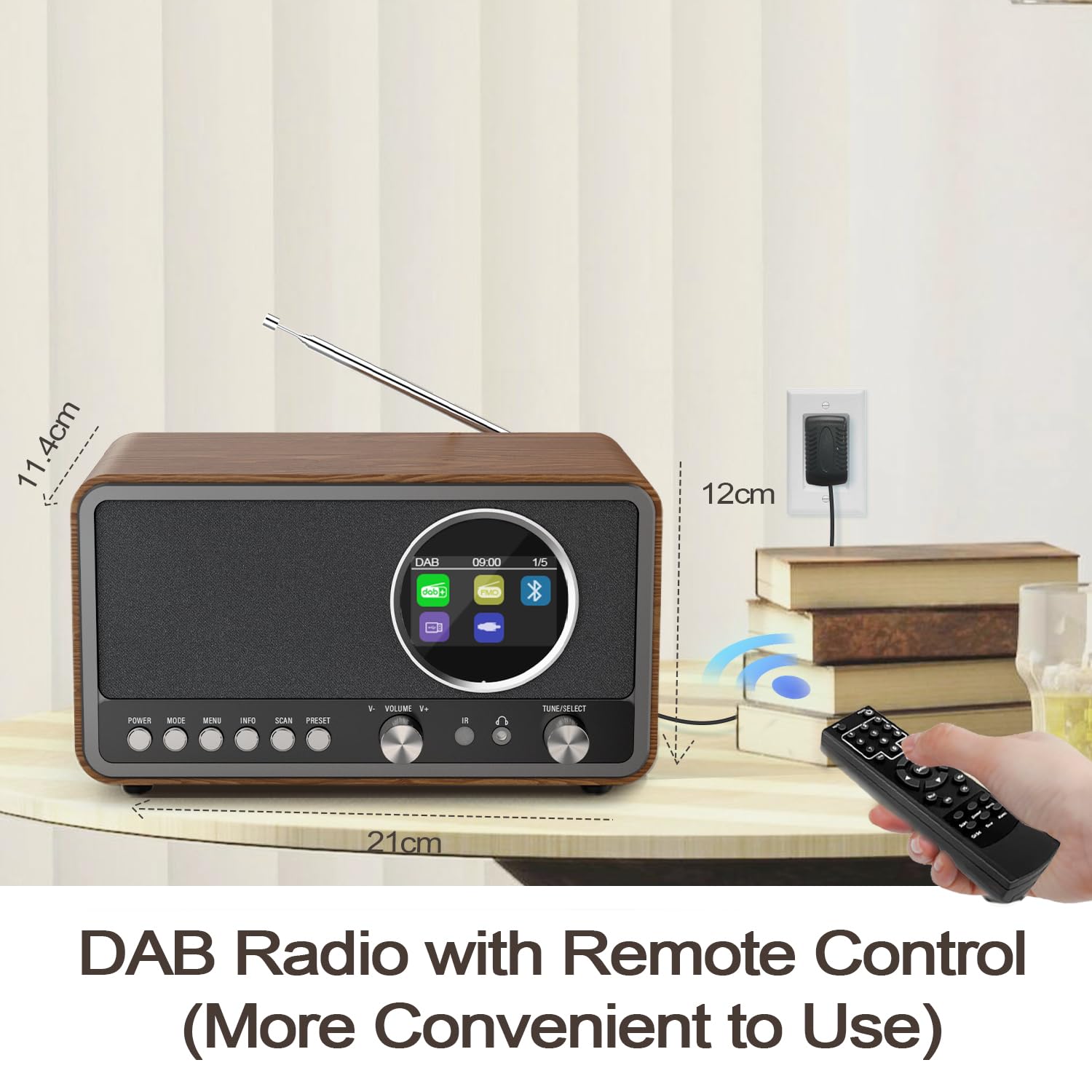 Radio portatile DAB+ FM Monodeal con 60 preset, sveglia e altoparlante HiFi 5W