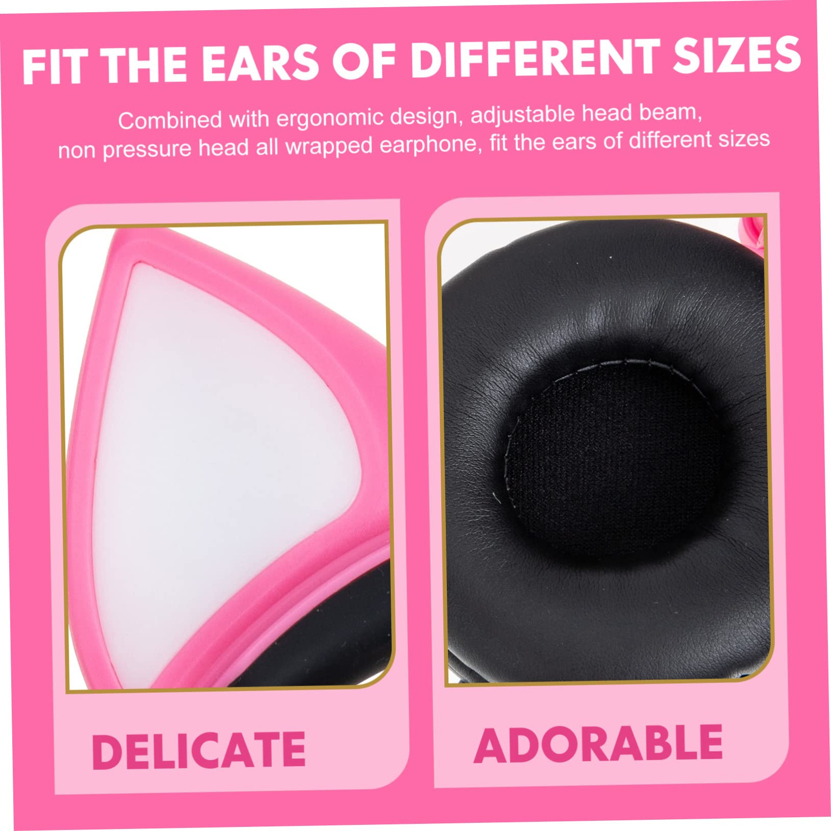 DOITOOL Auriculares Orejas de Gato para Niños, Cómodos y Ajustables, Diseño Adorable y Sonido Estéreo para Uso en Escuela y Viajes