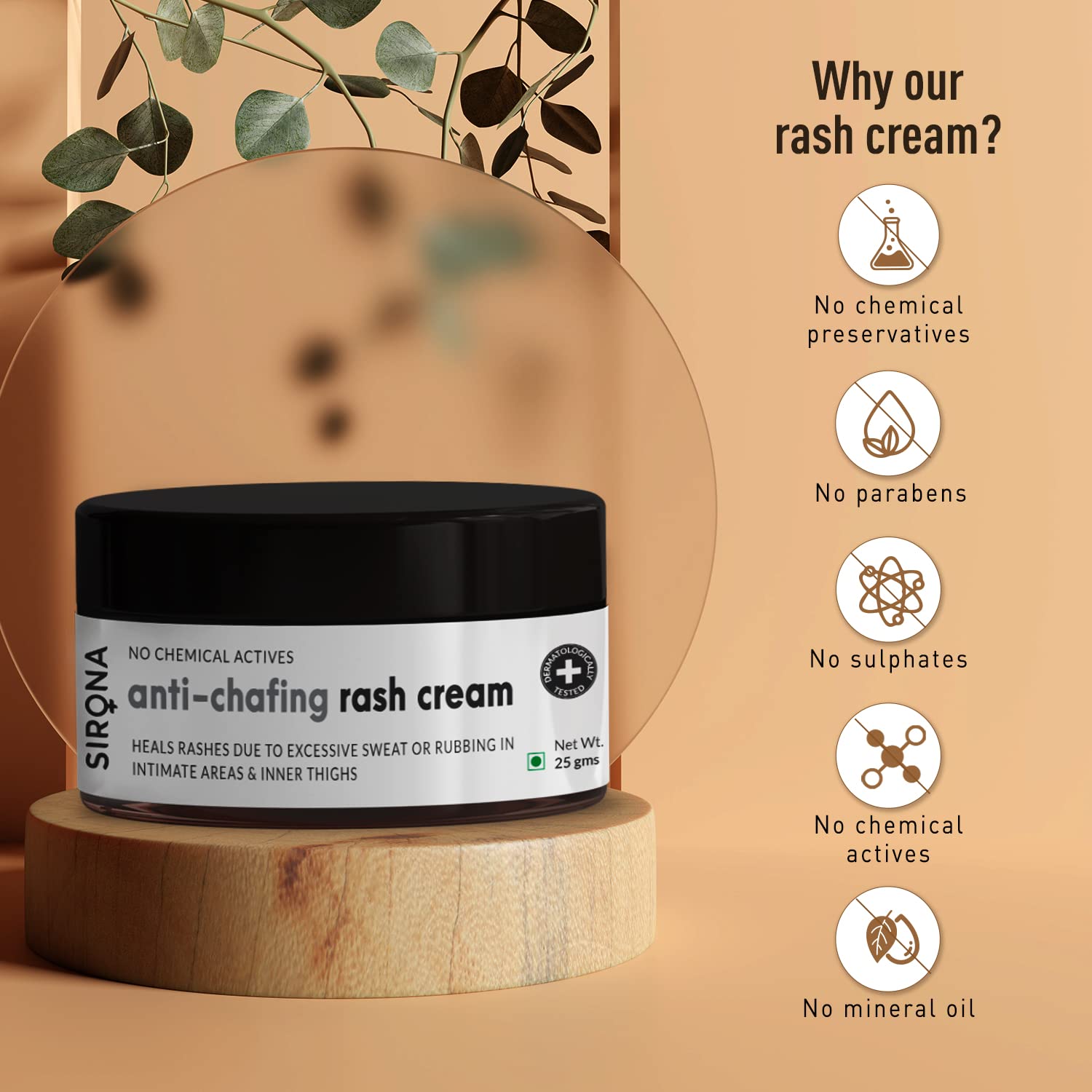 Sirona Natural Anti Chafing Rash Cream - 25gm (Pack of 2), Skin Healing Cream with 5 Magical Herbs| Helps In Soothing and Preventing Rashes Due To Sanitary Pads, Heavy Thighs, Sports Activities and Running : Sports & Outdoors