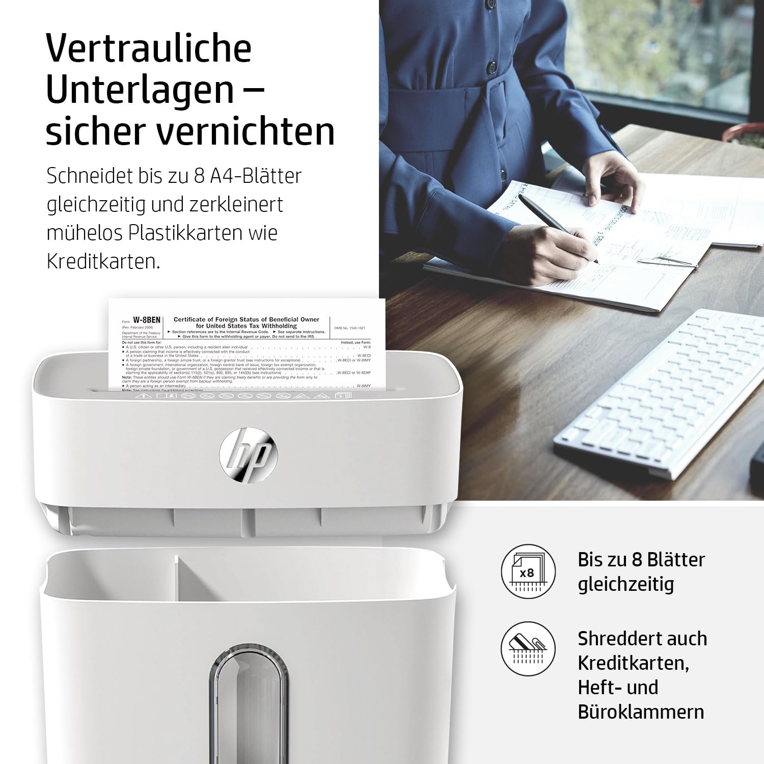 HP OneShred 8CC papirmakulator Delvist