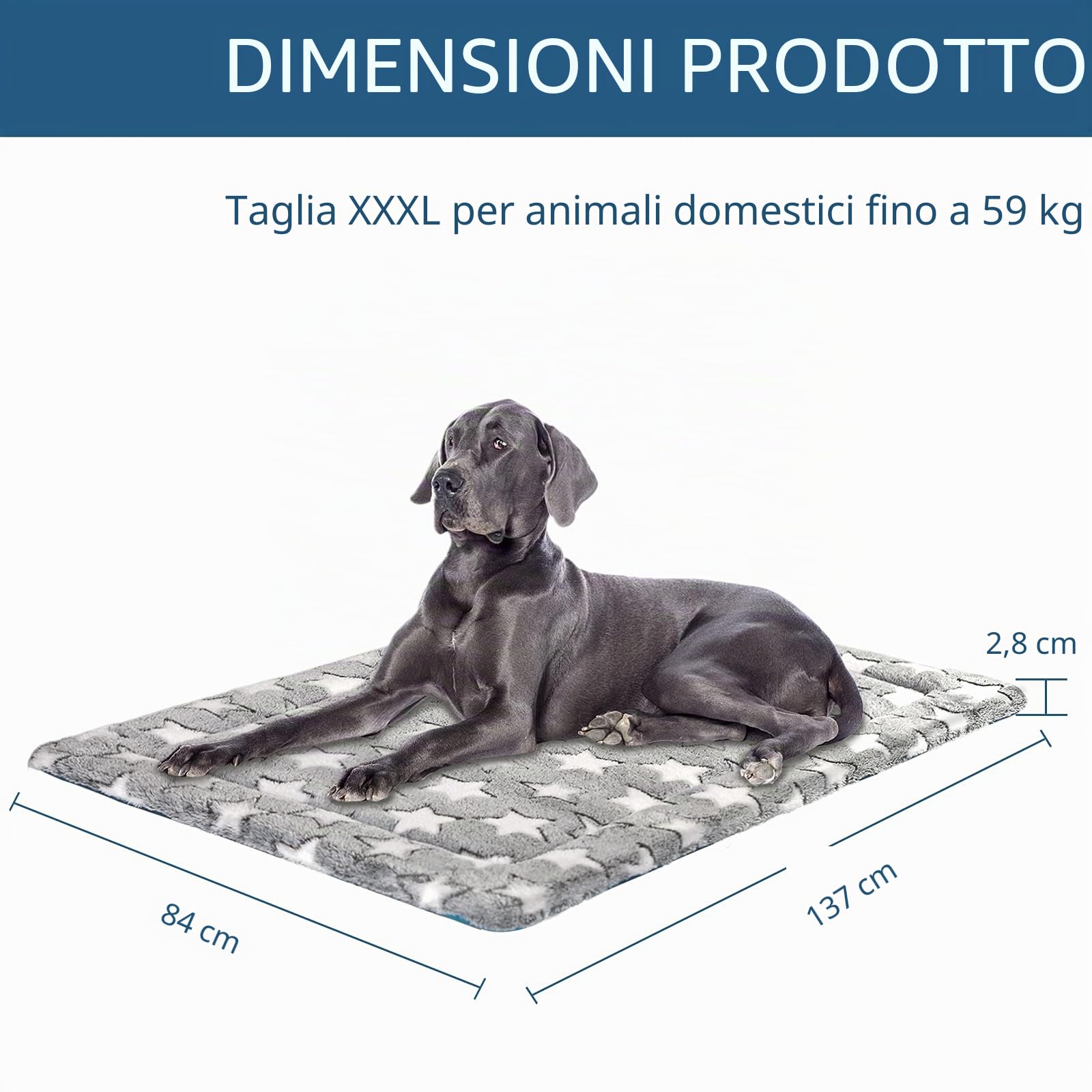 KROSER Cuscino per Cane Reversibile 137 cm,Elegante Lettino per Cani | Cuscino per Cane ReversibileElegante Lettino per Cani in Schiuma ad Alta DensitàLavabile Animali Domestici Adatto per Cani