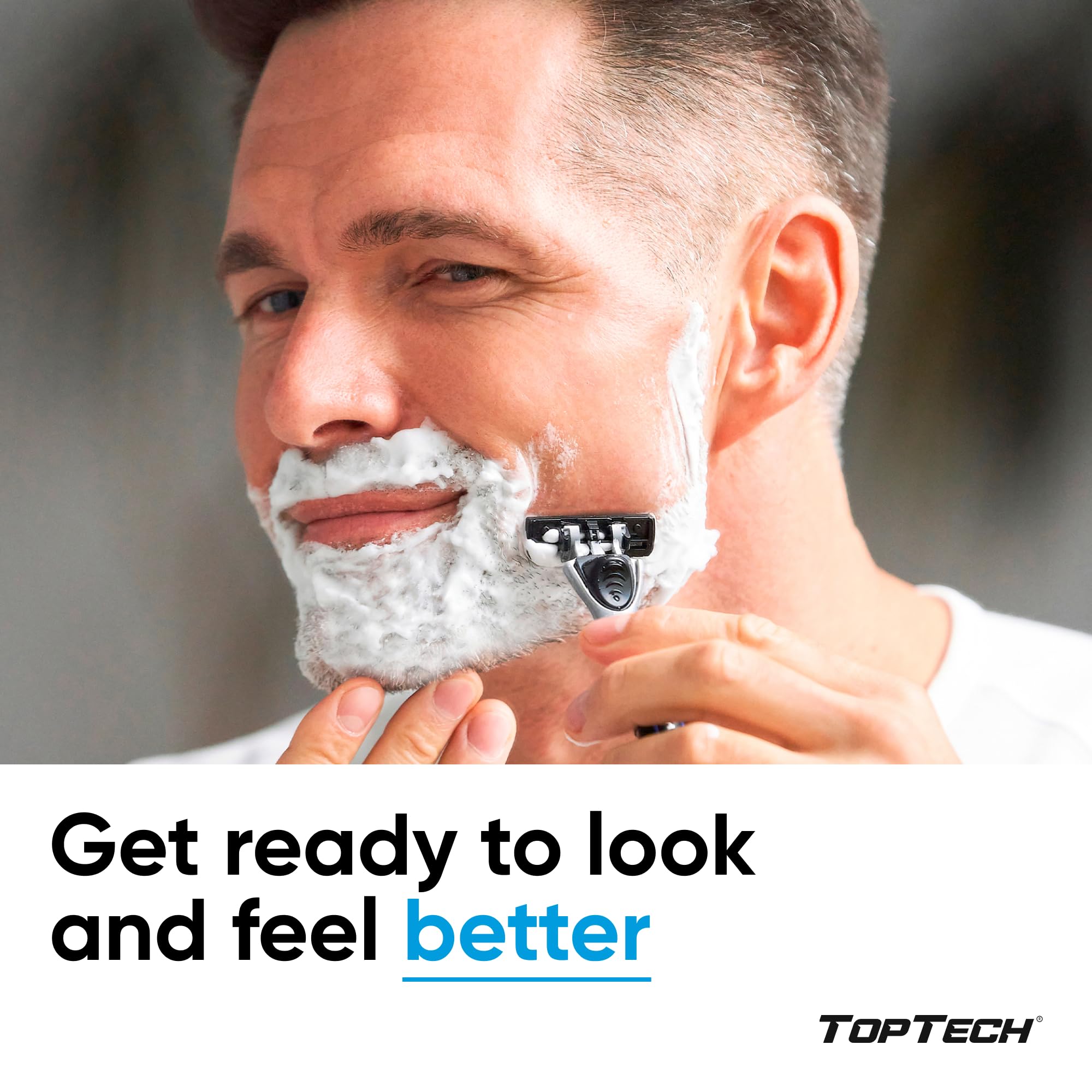 Toptech PRO 5 Razors for Men - Manual Shaving Razor & Replaceable Cartridges - 5-Blade Technology - 18 Count Pack (1 Handle + 17 Refills) - Soft Shave & Sharp Blades - Cost-effective Refill