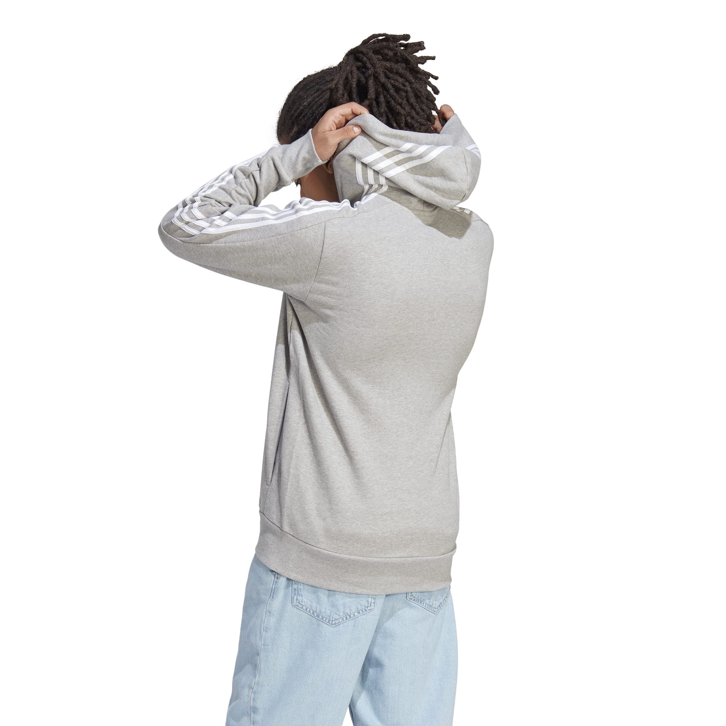 Adidas Essentials French Terry 3-Stripes Full-Zip Hoodie Sudadera con Capucha Hombre (Pack de 1)