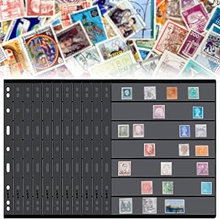 30 Pieces stamp collecting supplies stamp collector pages Album sheets with Standard 9 Hole Binder Sleeves(7 Rows)