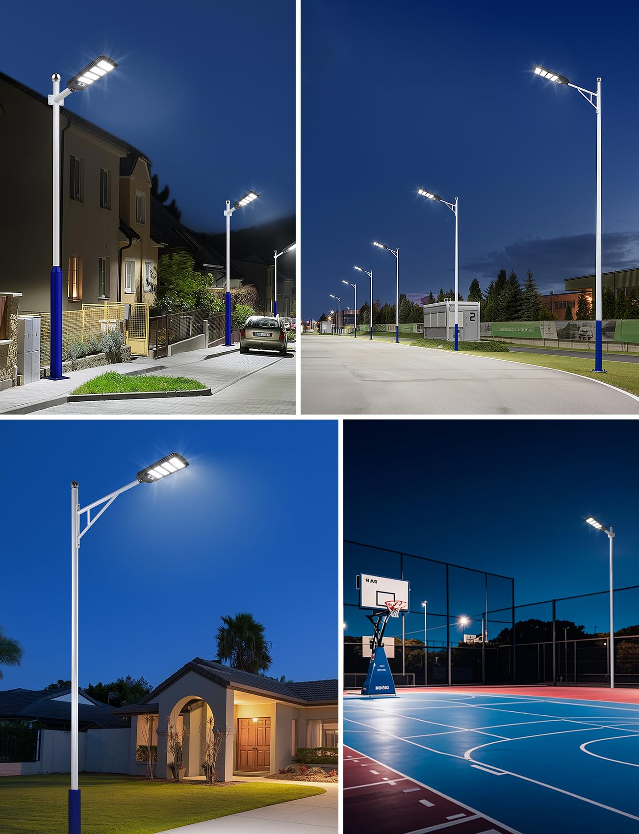 Aigostar- 4Pz 200W Lampione Solare da Esterno con Sensore di Movimento, Telecomando, Impermeabile IP65, 2000LM Luce Fredda 6500K, Lampioni Solari LED per Giardino, Cortile, Strada,Non Include il Palo