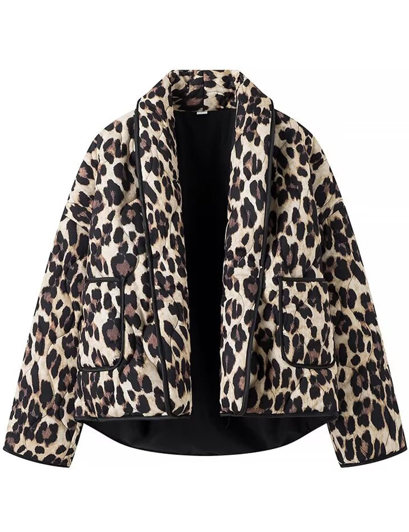 Wyeysyt Cárdigan acolchado floral para mujer, ligero, con parte delantera abierta, chaqueta acolchada
