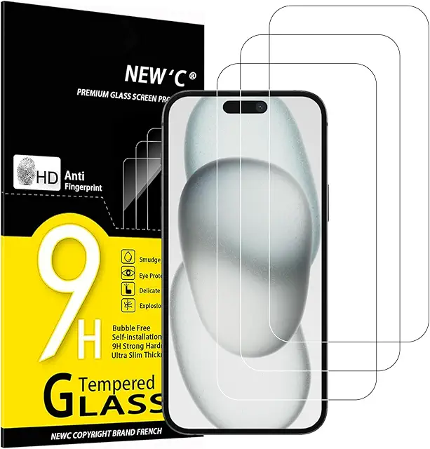 Lot de 3 Verre Trempé iPhone 16 Plus/15 Pro Max/15 Plus - Coque iPhone 15 Plus