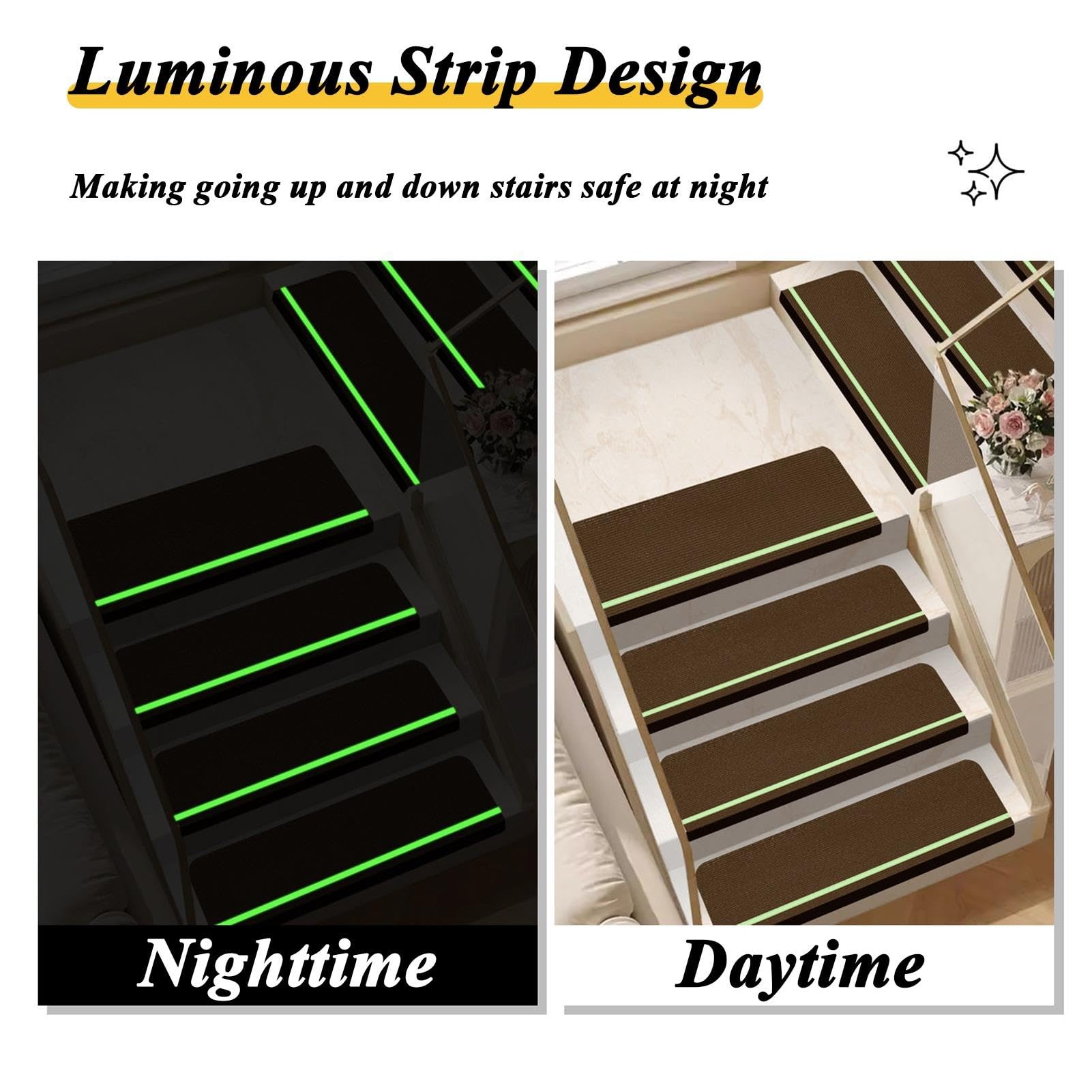Tappeto Antiscivolo per Scale in Poliestere con Funzione Luminescente