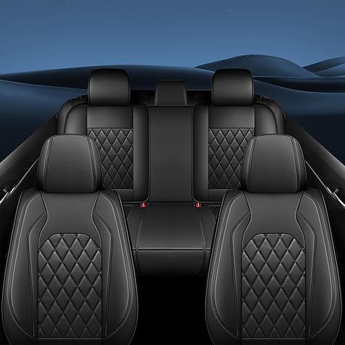 Miniatura 9 de FREESOO Juego completo de fundas de asiento de cuero, Toyota Camry Corolla de 5 asientos para automóviles, ajuste universal para la mayoría de