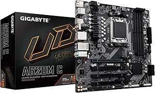 GIGABYTE A620M C (AM5/ LGA 1718/ AMD/ A620/ Micro-ATX/ 5-Year Warranty/ DDR5/ Triple M.2/ PCIe 4.0/ USB 3.2 Gen1 Type-C/ 802.11 ac Wi-Fi/Realtek 1GbE LAN/Q-Flash Plus/PCIe EZ-Latch/Motherboard)