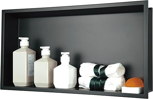 Miniatura 17 de Nicho de ducha no necesita azulejos para almacenamiento de baño, nicho de pared empotrado, estantes dobles, acero inoxidable