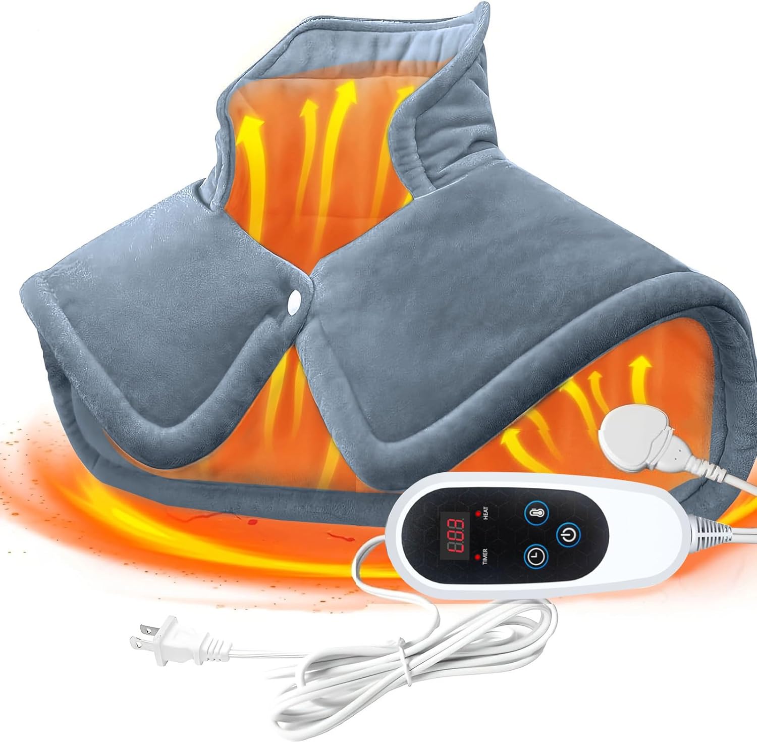 Heating Pad for Neck and Shoulders and Back, Valentines Day Gifts for Him Women Men Mom Wife, Heat Pad for Back, Multi Heat Settings, Timers Auto-Off, Large Neck Pad, Local Warehouse (Deep Gray)