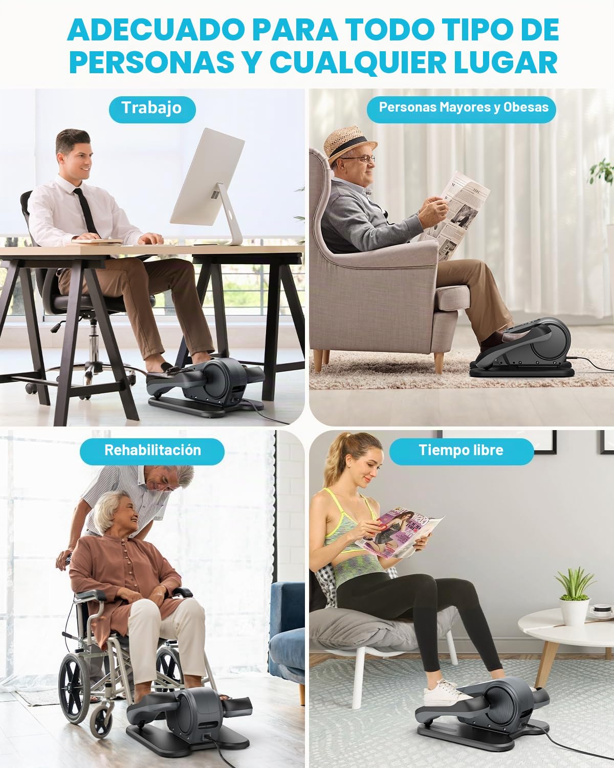 Gonex Mini Eliptica Eléctrica Pedaleador Electrico Pedales para Personas Mayores Ancianos Ejercicio en Casa 16 Velocità 12 Programmi Auto con Telecomando Pantalla LCD Grande