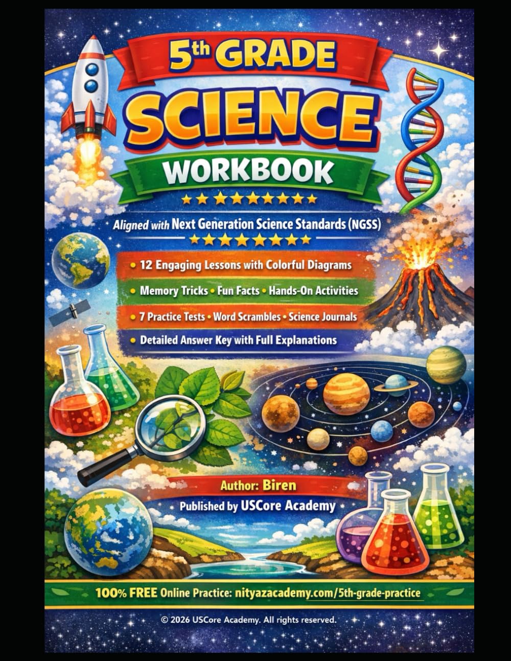 5th Grade Science Workbook: NGSS-Aligned Lessons, Activities, Diagrams, Memory Tricks, Practice Tests & Answer Key