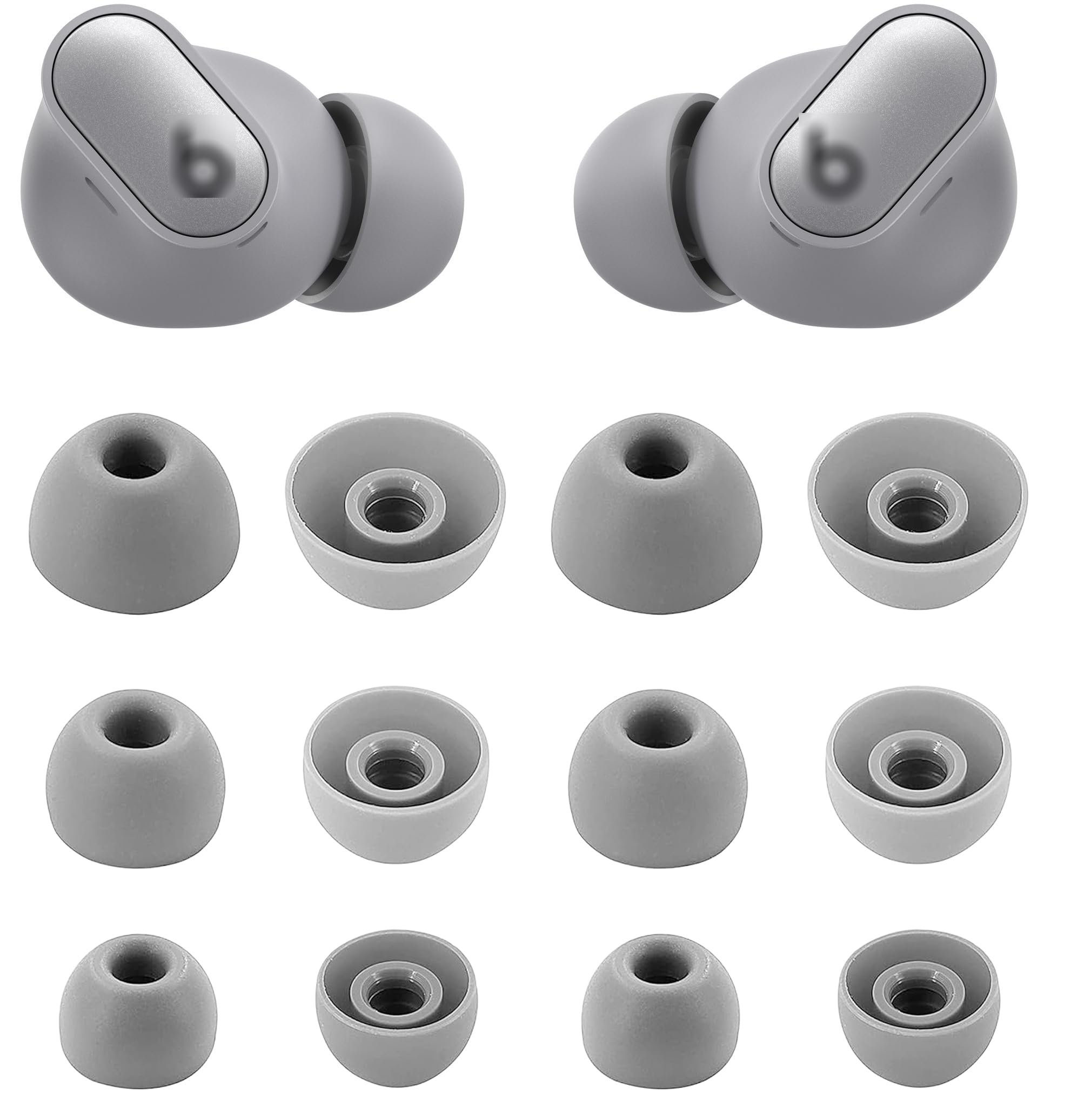 ALXCD Ear Tips Compatible with Beats Studio Buds+, S/M/L 3 Sizes 6 Pairs Soft Silicone Earbuds Tips Eartips Replacement, Compatible with Beats Studio Buds +, Cosmic Silver