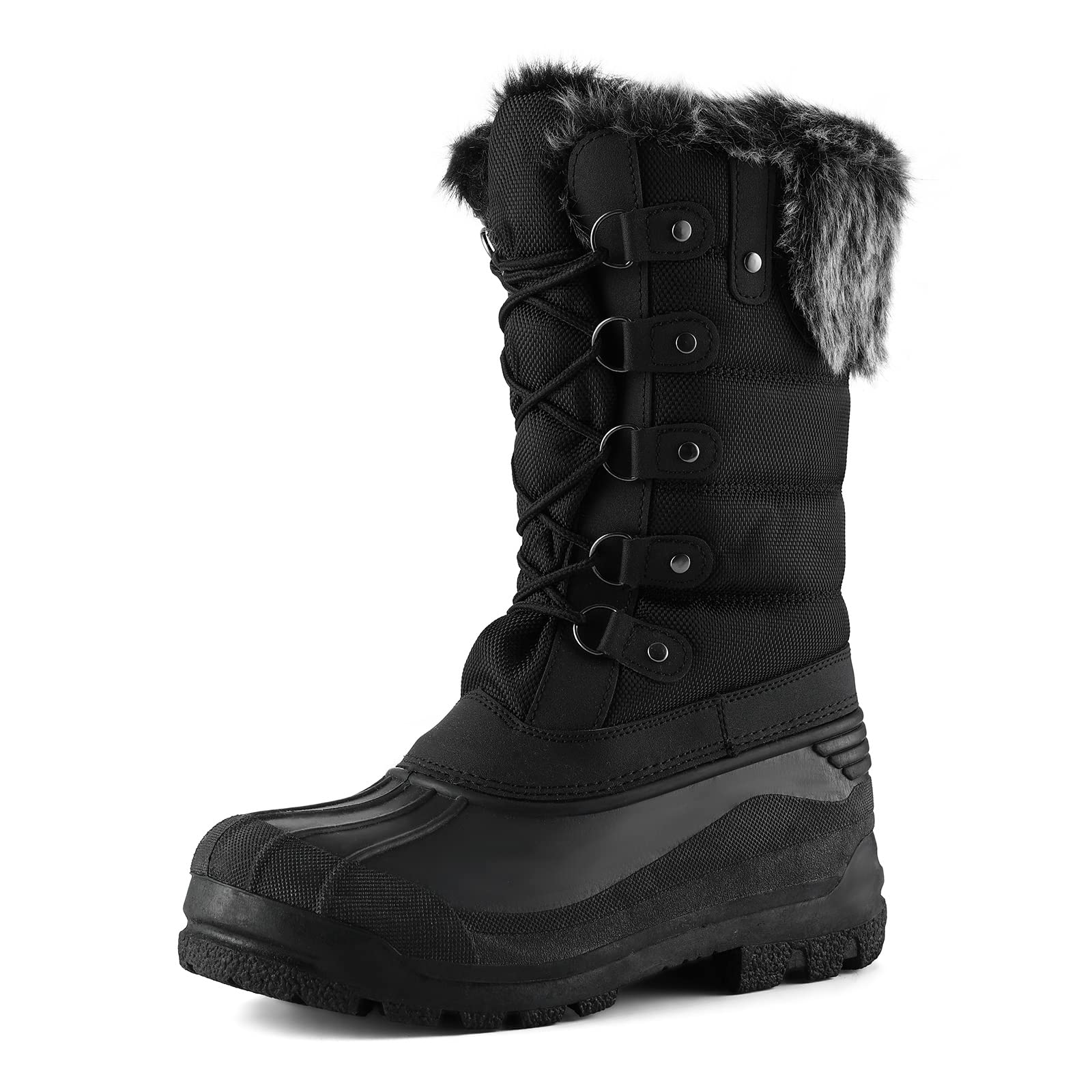 mysoft Women's Snow Boots Warm Insulated Faux Fur Lined Waterproof Mid
