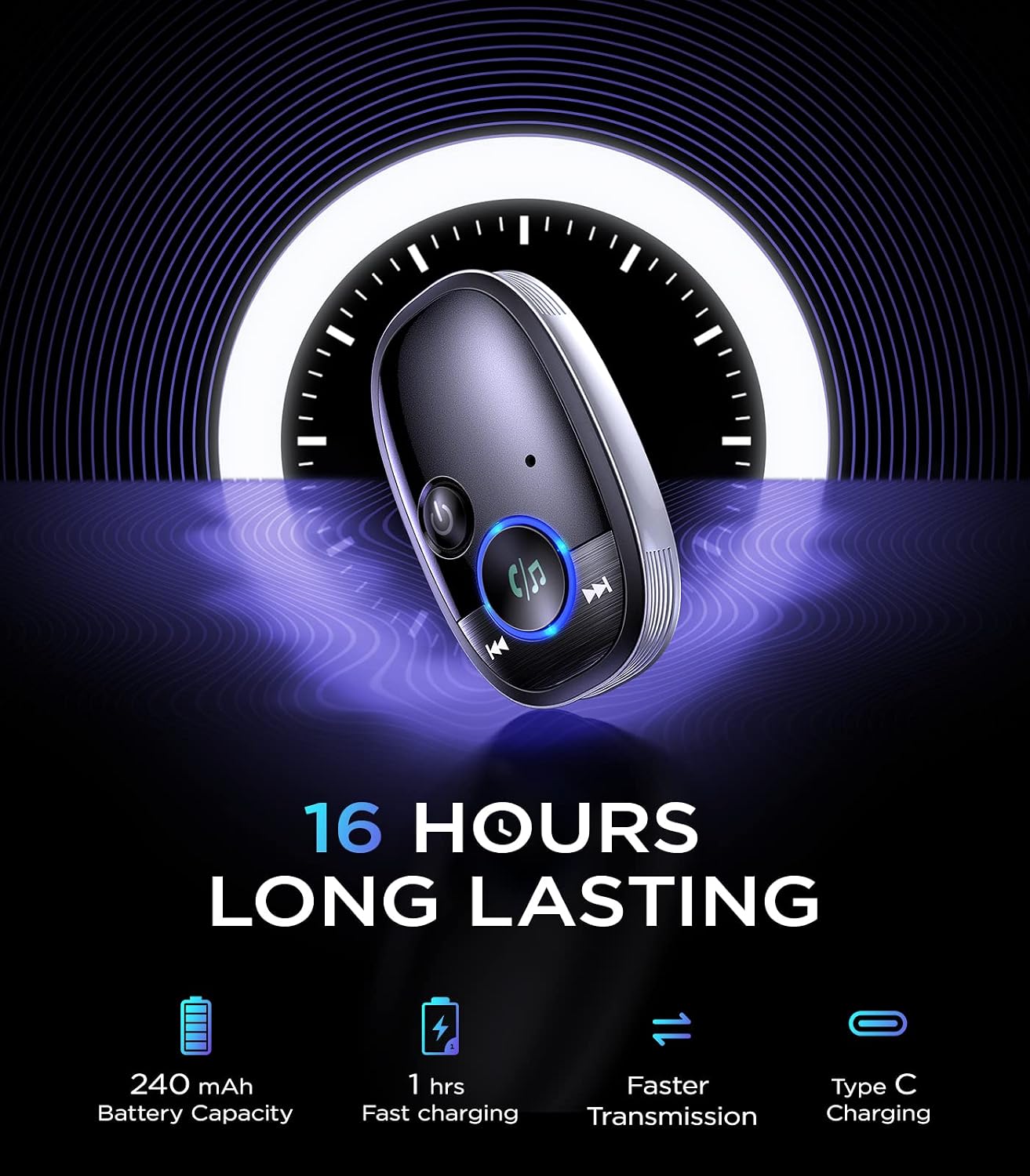AINOPE Bluetooth Aux Adapter for Car, Upgraded 6.0 Blue Tooth Adapter for Car iPhone 3.5mm Aux Input/Home Stereo/Wired Headphones/Hands-Free Calls Bluetooth Transmitter Noise Canceling Enhanced Mic