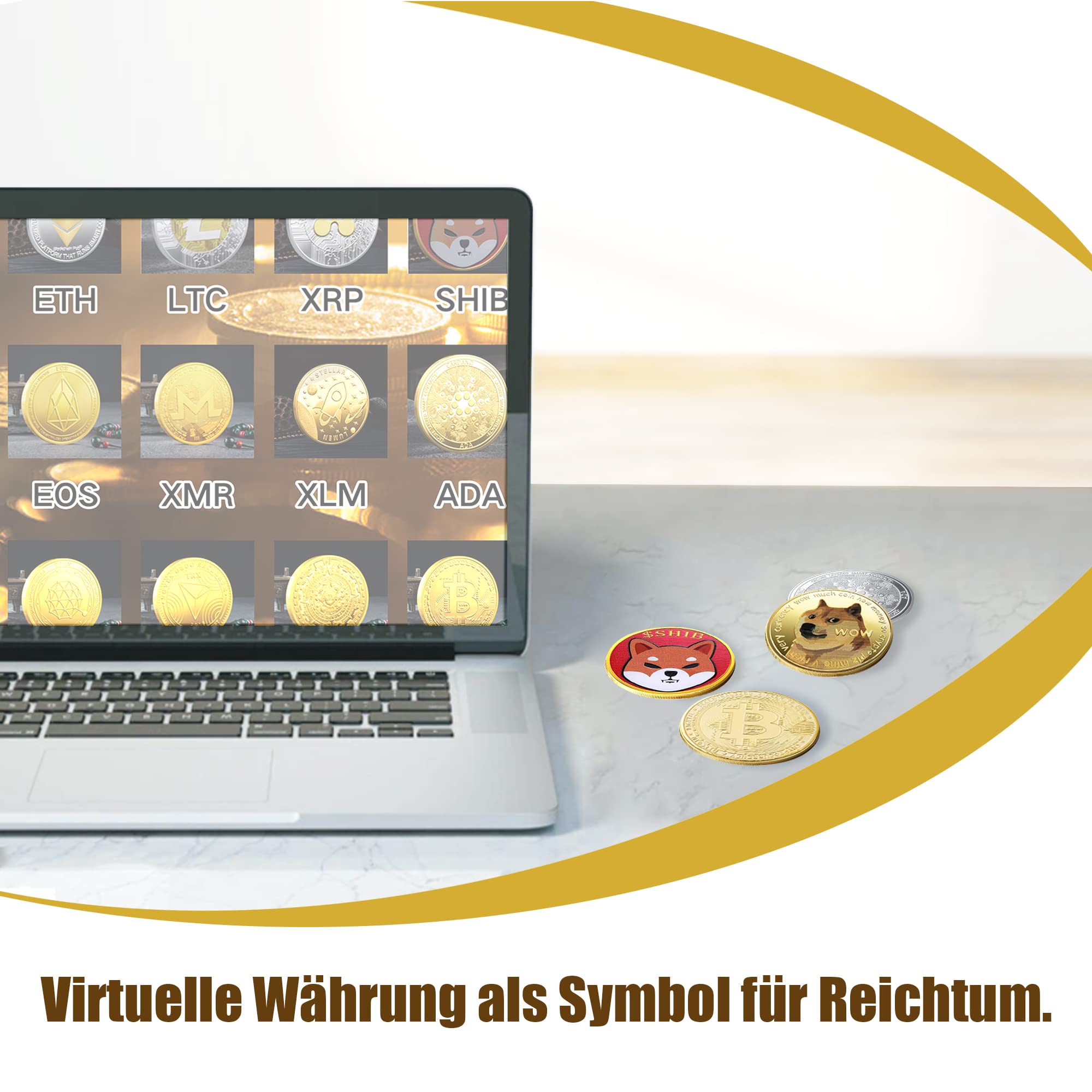 Physische Bitcoin Münzen 9 Bitcoin Münzen Set - Vergoldete Physische Coins  Mit Hüllen Bitcoin Sammlerstück