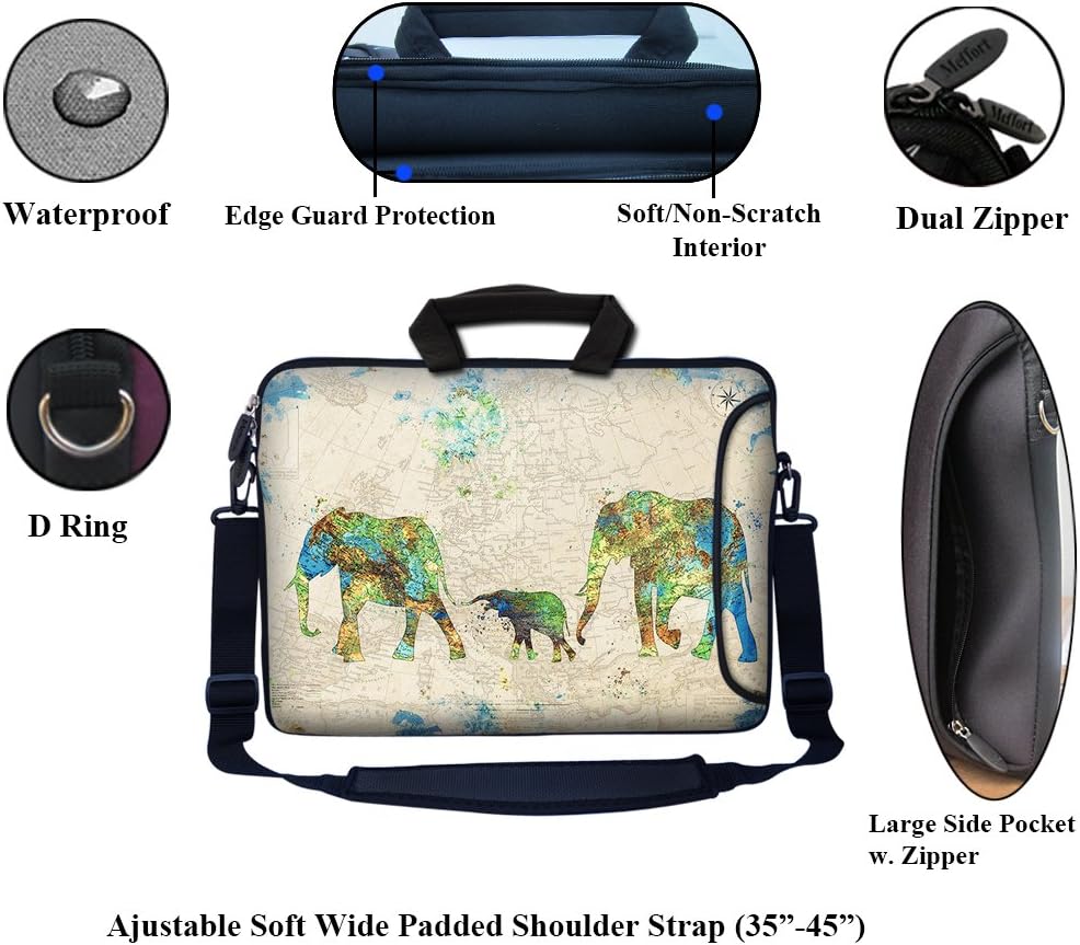 Crаzу Dеаlѕ Meffort Inc 17 17.3 inch Neoprene Laptop Bag Sleeve with Extra Side Pocket, Soft Carrying Handle & Removable Shoulder Strap for 16 to 17.3 Size Notebook Computer - Family of Elephants Amаzіng 🔥 Meffort Inc 17 17.3 inch Neoprene Laptop Bag Sleeve with Extra Side Pocket, Soft Carrying Handle & Removable Shoulder Strap for 16 to 17.3 Size Notebook Computer - Family of Elephants