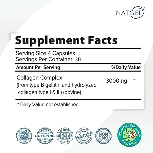 Miniatura 2 de Péptidos de colágeno (tipo I y III) 3000 mg - 120 cápsulas Colágeno hidrolizado prémium para piel, cabello, uñas y articulaciones