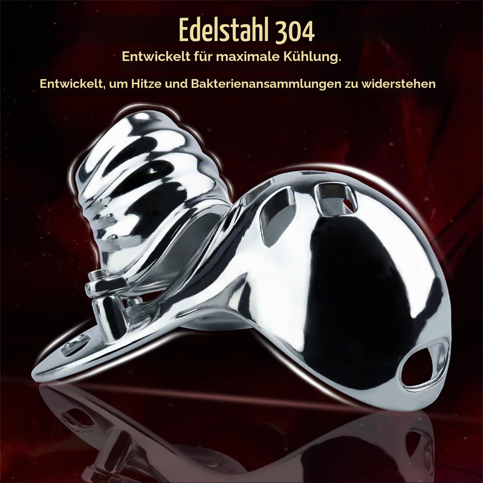 Keuschheitskäfig Edelstahl Herren Metall Peniskäfig 3D Cock Cage Sexspielzeug Mit Einstellbar Gürtel Belüftung Keuschheitsgürtel Chastity Cage Male SM Bondage Keuschheit Gerät,Silber,S
