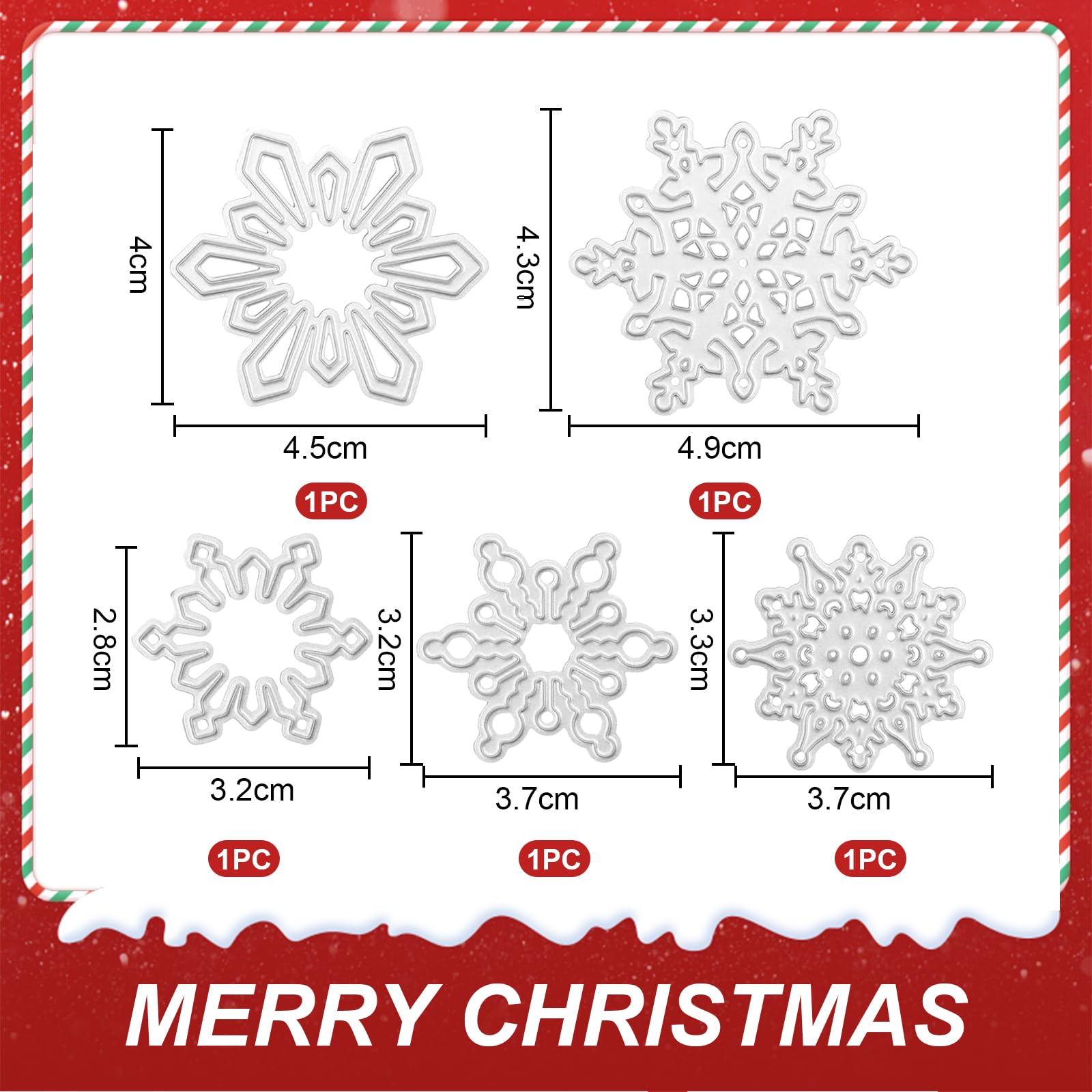 Weihnachts Schneeflocken Stanzformen Set – 5 Stück, Aus Karbonstahl, Für Kartenbasteln & Scrapbooking