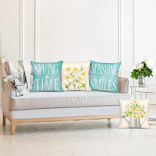 Miniatura 2 de Geefuun 4 fundas de almohada de primavera de 18 x 18 pulgadas, color rosa, para decoración del sofá del hogar