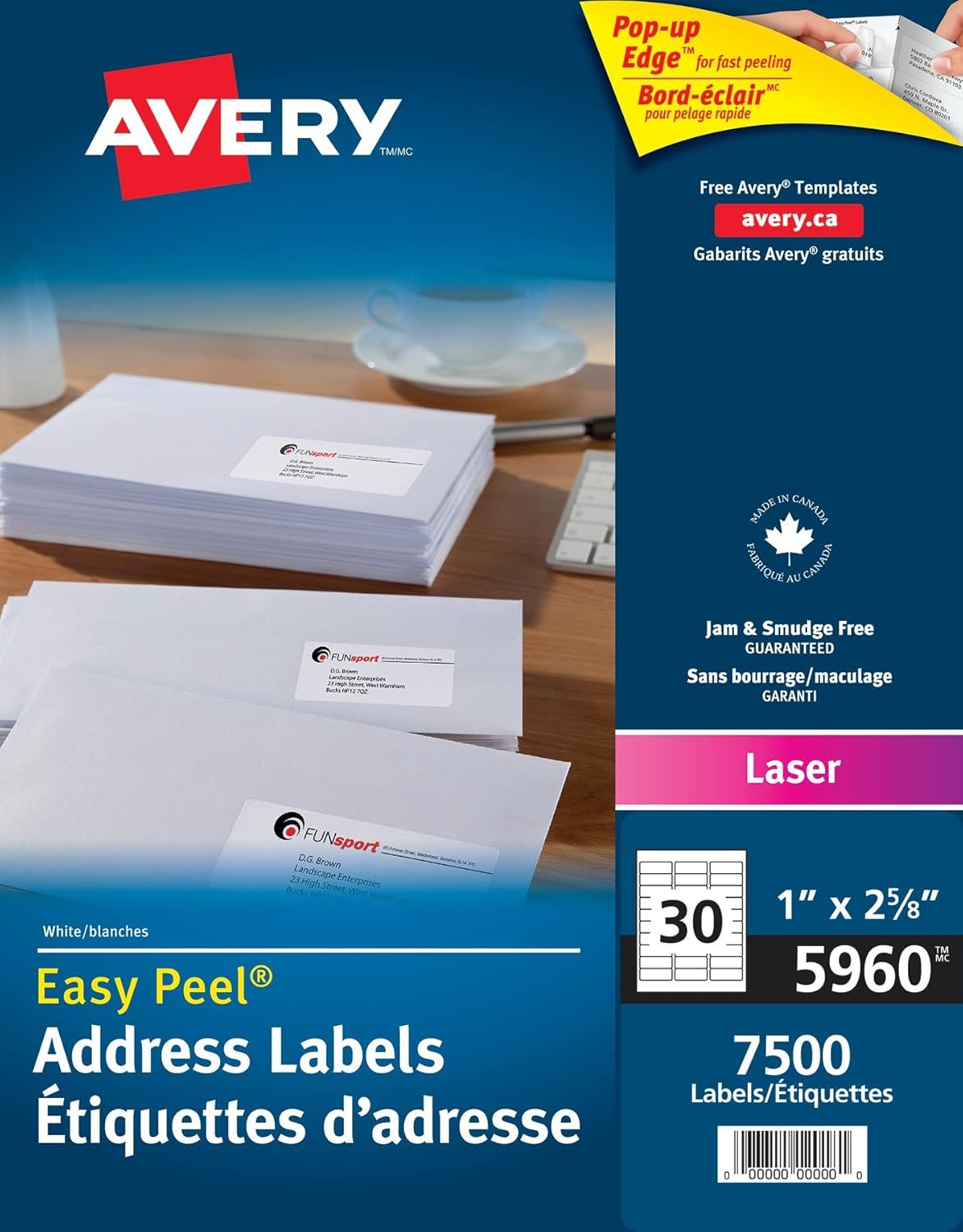 Avery Address Labels with Easy Peel for Laser Printers, 1