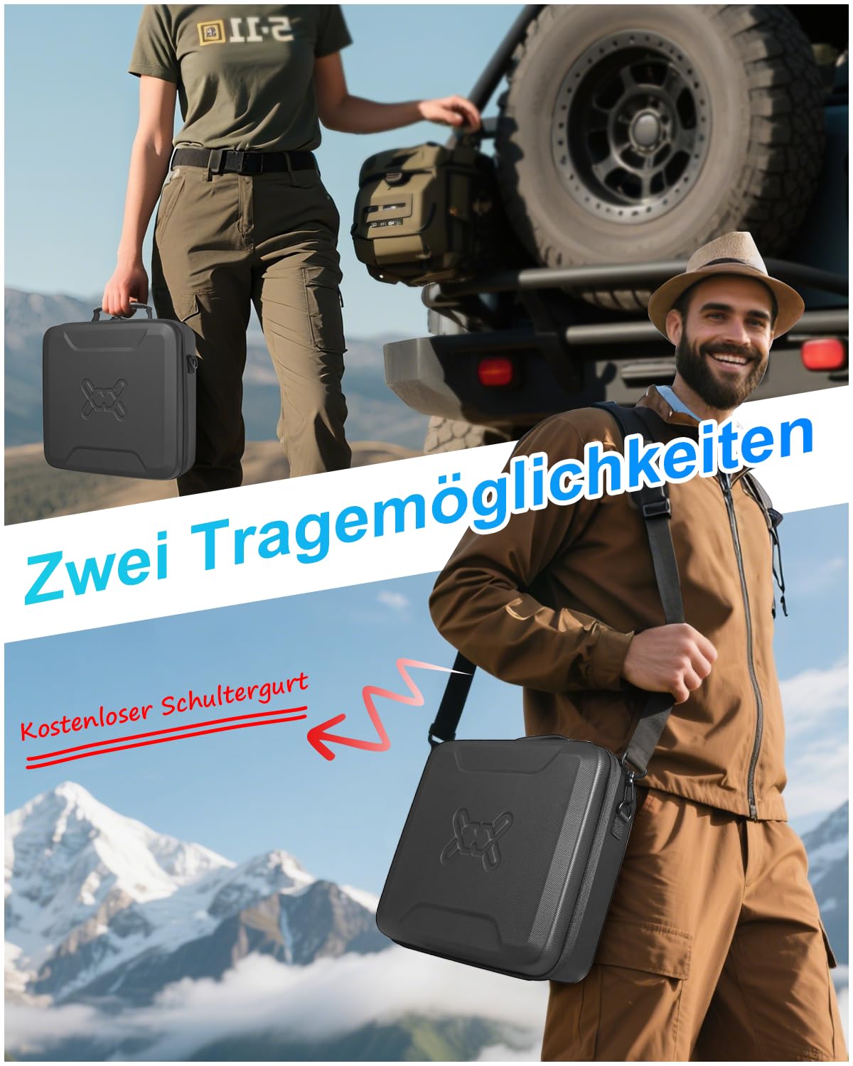 Mwin Starlink Mini Tasche - Starlink Mini Zubehör Leichtes Reiseetui Spritzwassergeschützte und Stoßfeste Eva-Schutzhülle mit Schulterriemen, Tragbare Hartschalentasche für Outdoor-Reisen, Schwarz