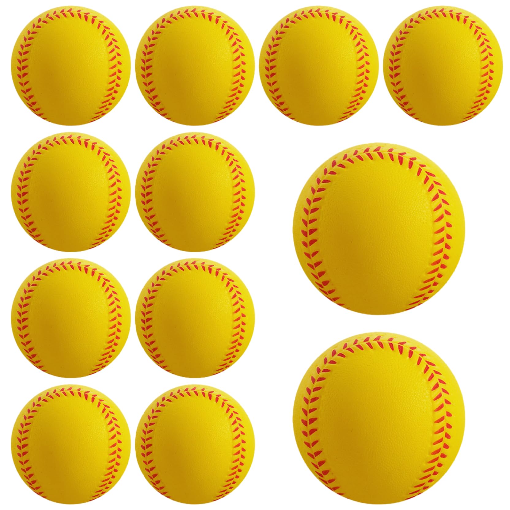 Lot de 12 balles de Baseball Souples 7, 6 cm, silencieuses et élastiques, en Mousse PU Jaune, pour Que Les Enfants puissent Jouer, s'entraîner, Lancer et Attraper à la Maison à l'école.