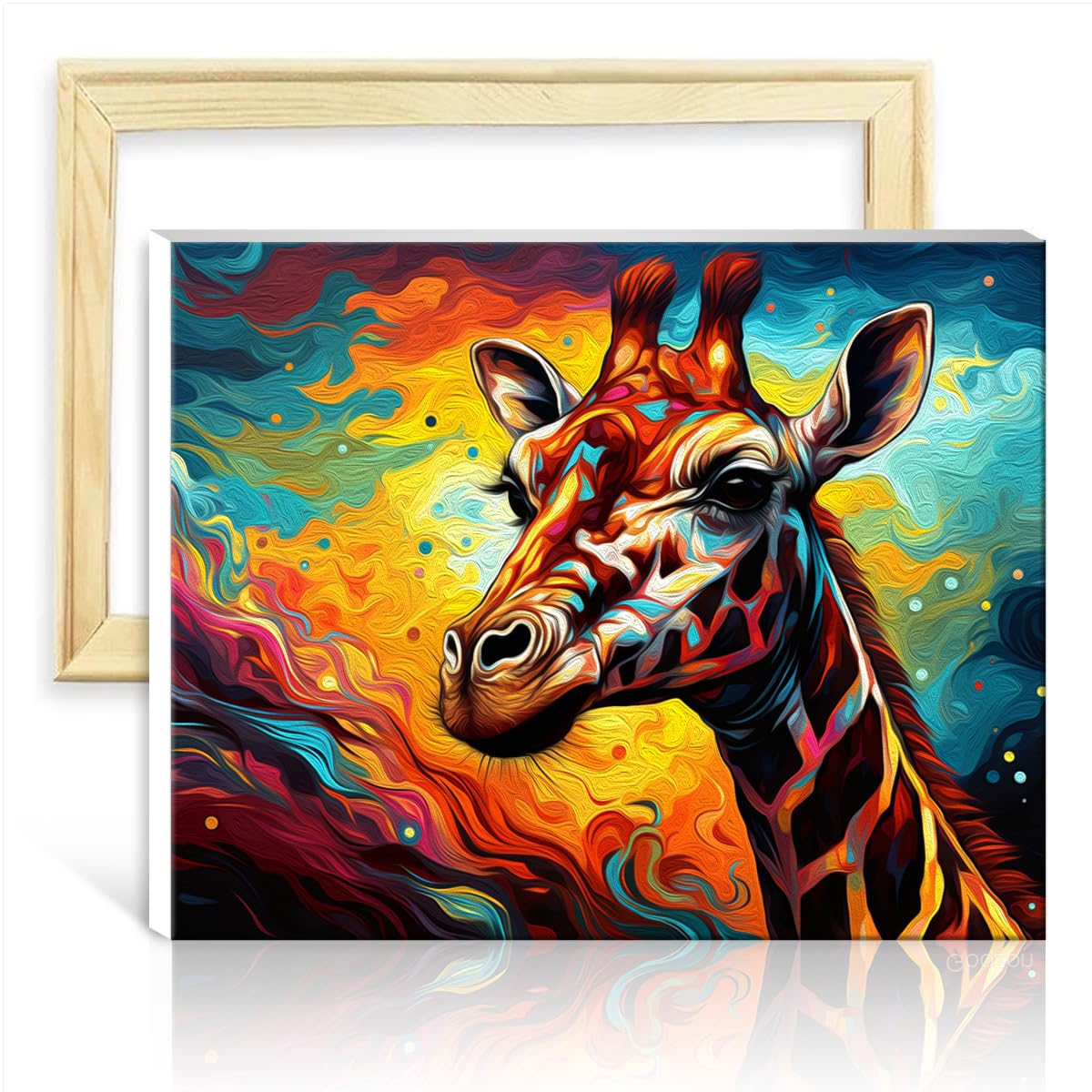 TANGFEIY Paint Kits Canvas Giraffe DIY Oil Painting Digital Painting Acrylic Number with Paintbrushes Creative Artwork for Home Decor with Frame(40x50cm)