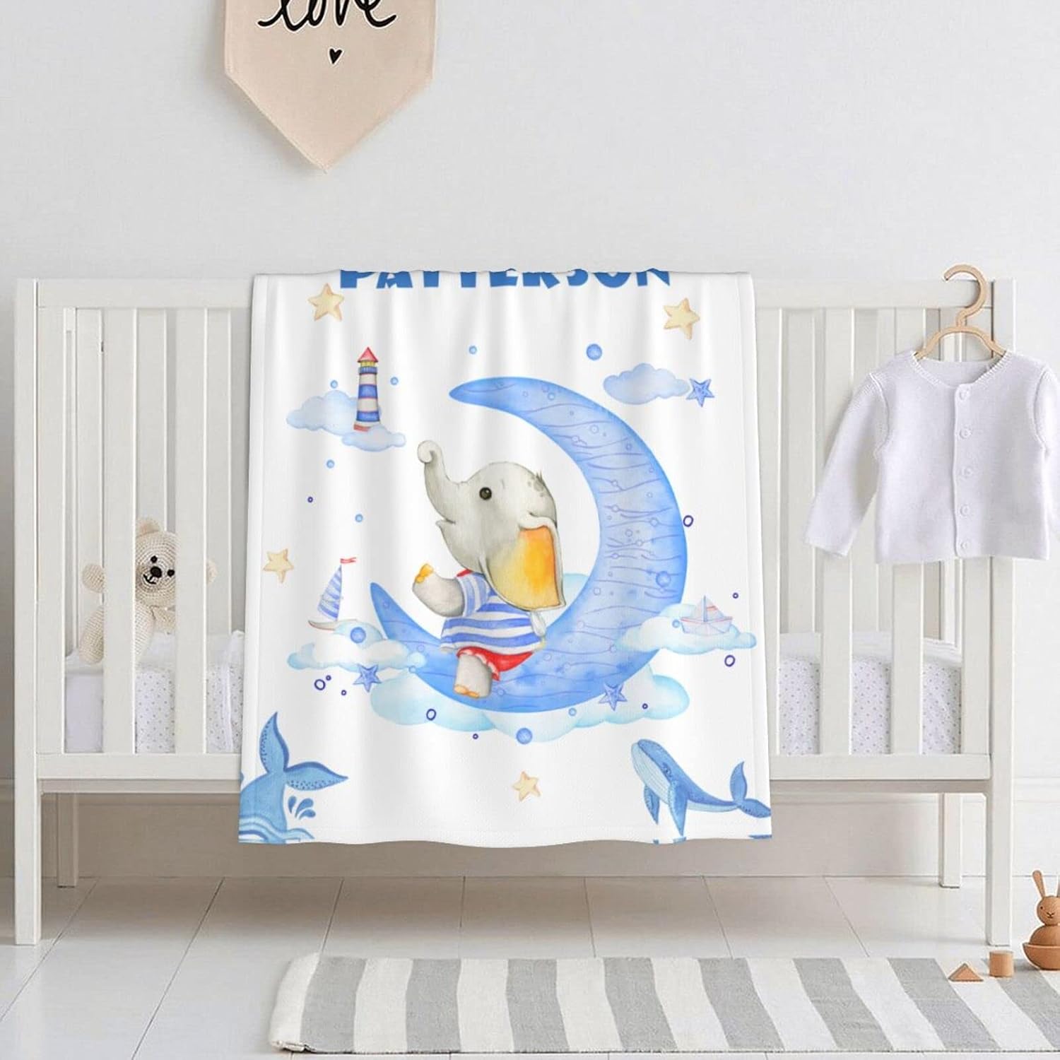 Personalized Baby Blanket Custom for Girls Boys Kids with Name Customized Throw Blankets for Infant Newborn Toddler Teen 50"x60"