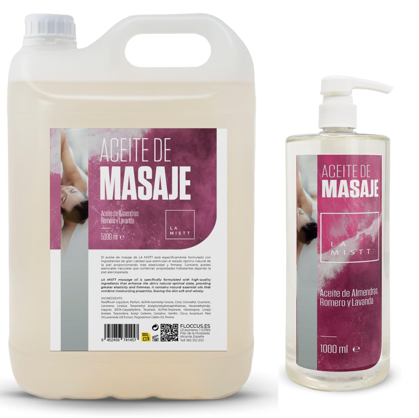 Olio di Mandorle Dolci, Rosmarino e Lavanda 5L + 1L | Olio da Massaggio Professionale Formula Migliorata | Olio Corpo