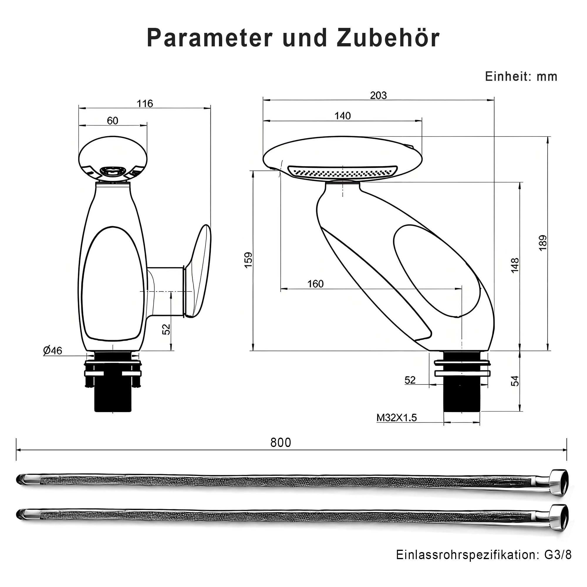 MocArt H3435 Kreativer Wasserhahn, 4-Modus-Wasserauslass, Bad Auszug Waschbecken Wasserhahn, Hotel Warm und Kaltmischhahn, Keramikventilkern, Wassersparendes Design (Weiß)