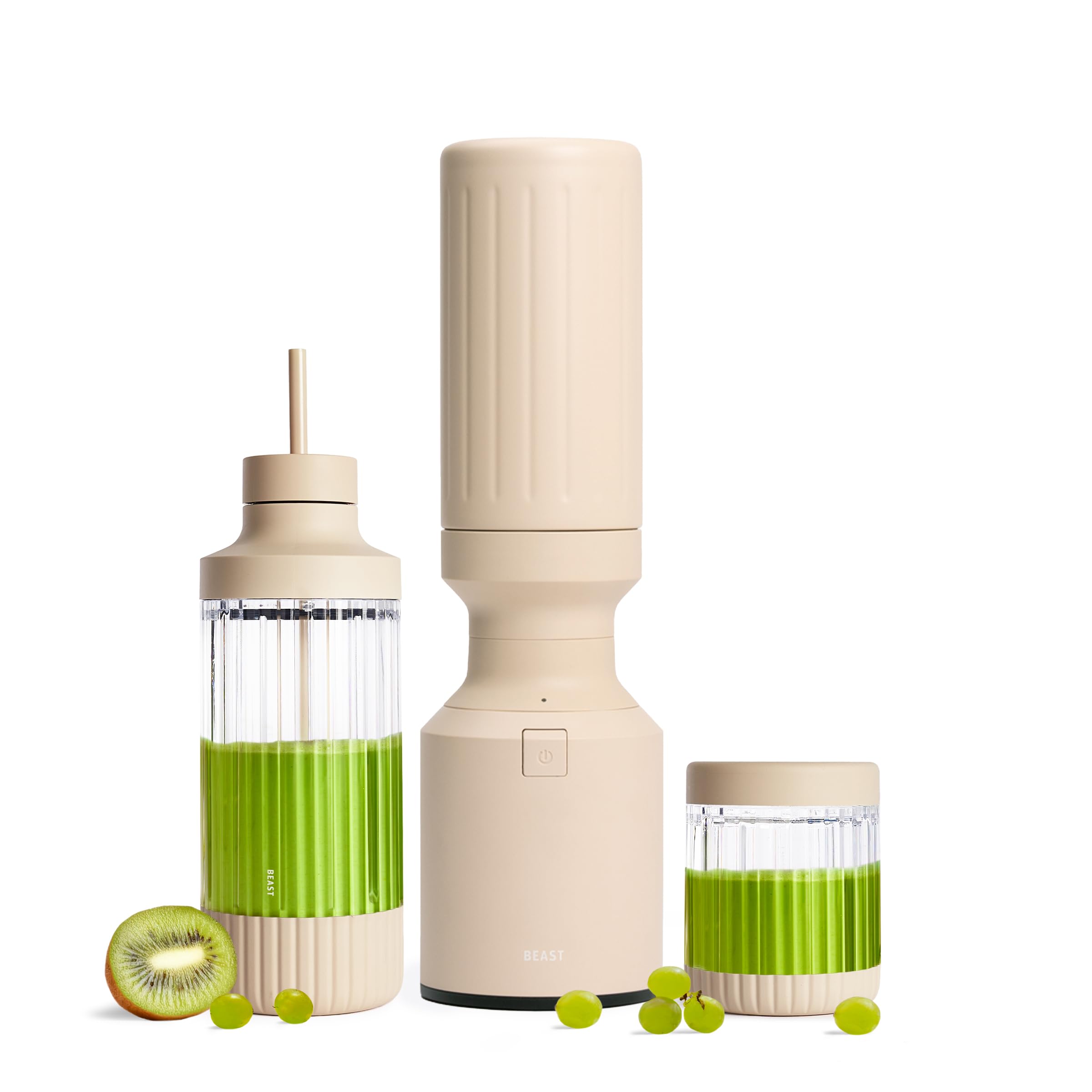 Beast Mighty 850 Stainless Steel | Compact Personal Blender | Extra Vessels | Keeps Blends Cold | Smoothies, Shakes, Sauces, Dips | Portable Straw Caps and Lids | 850W (Sand)