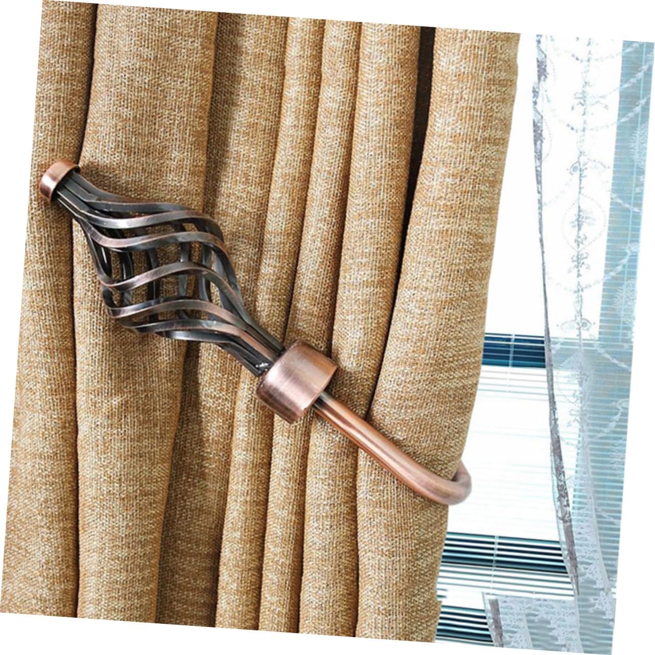 Polished Metal Curtain Hooks Pair of Boho Style Holdbacks for Drapes Easy to Install